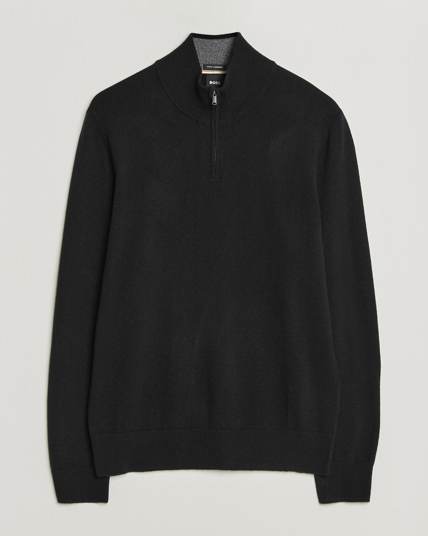 Men | Sweaters & Knitwear | BOSS BLACK | Hemarlo Wool/Cashmere Half Zip Black