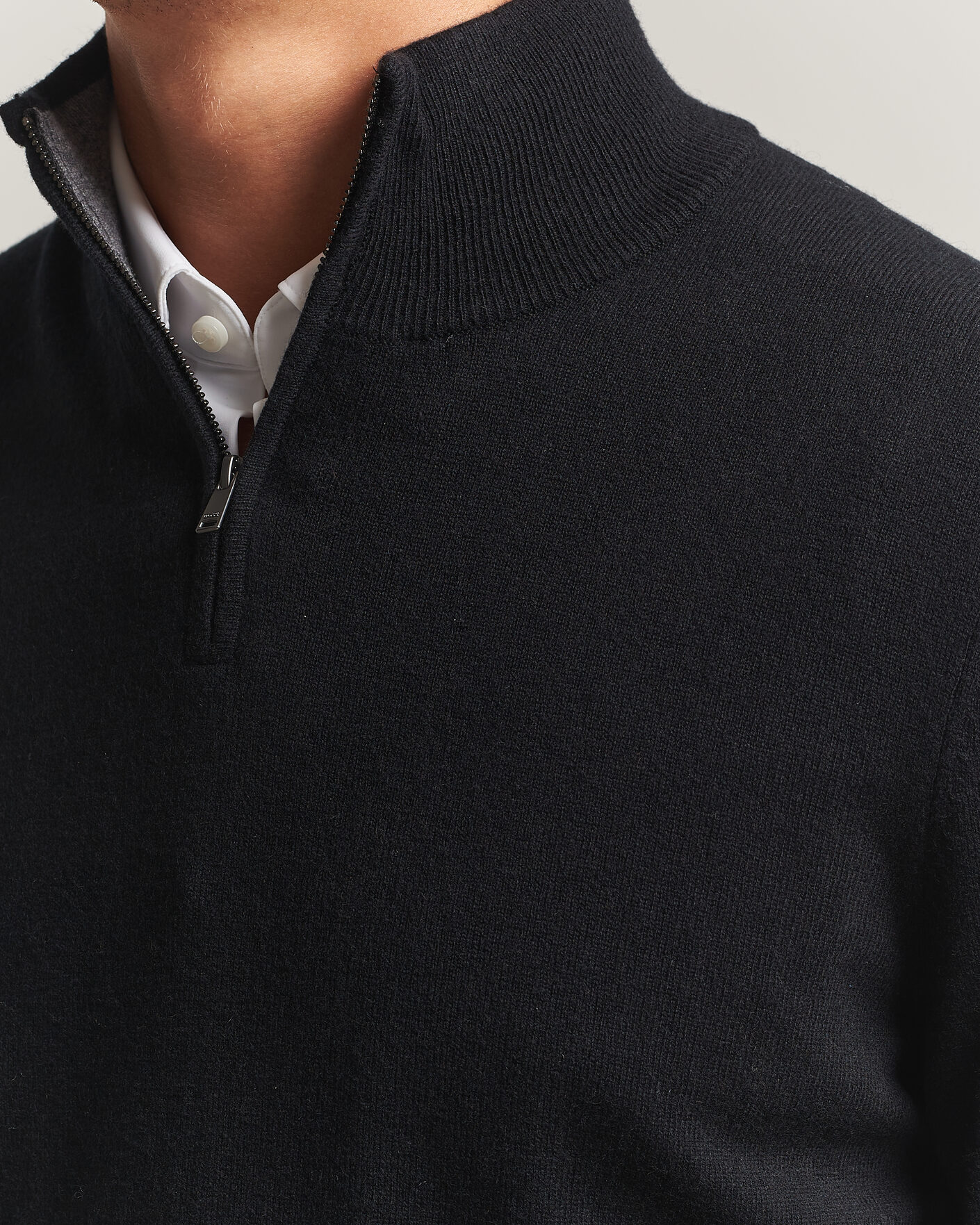 Men | Sweaters & Knitwear | BOSS BLACK | Hemarlo Wool/Cashmere Half Zip Black