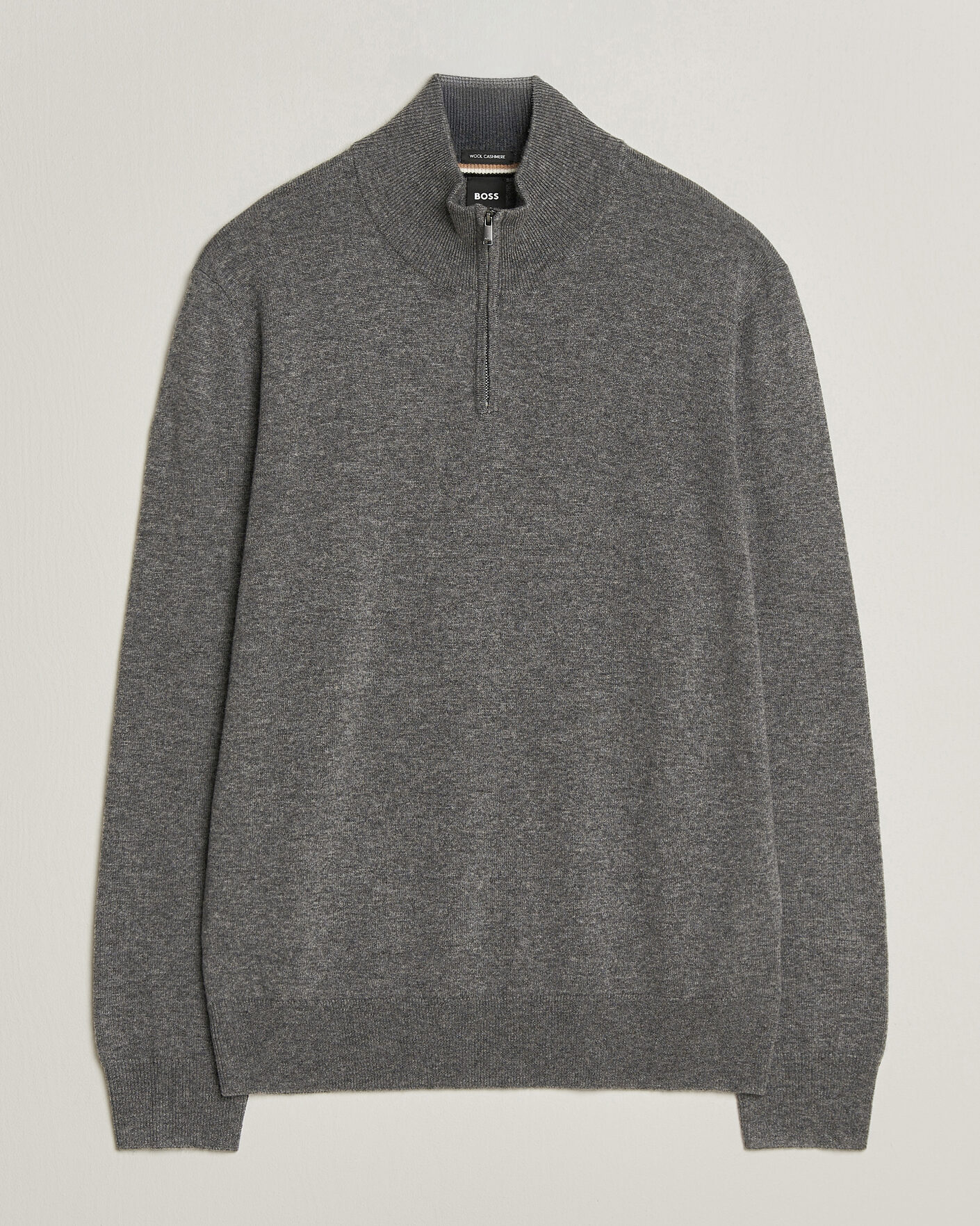 Men | Sweaters & Knitwear | BOSS BLACK | Hemarlo Wool/Cashmere Half Zip Medium Grey