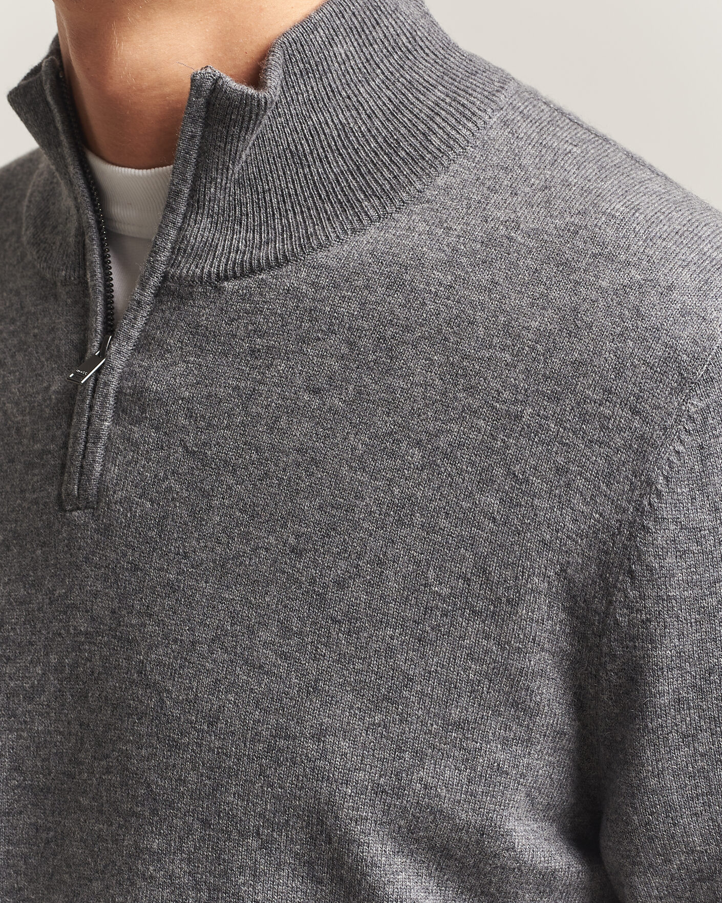 Men | Sweaters & Knitwear | BOSS BLACK | Hemarlo Wool/Cashmere Half Zip Medium Grey