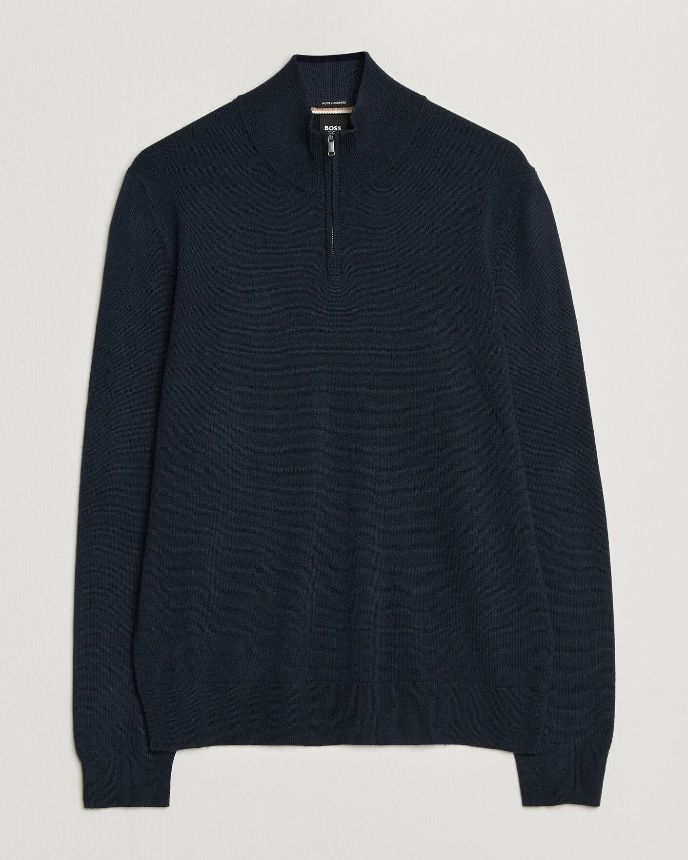Men | Sweaters & Knitwear | BOSS BLACK | Hemarlo Wool/Cashmere Half Zip Dark Blue