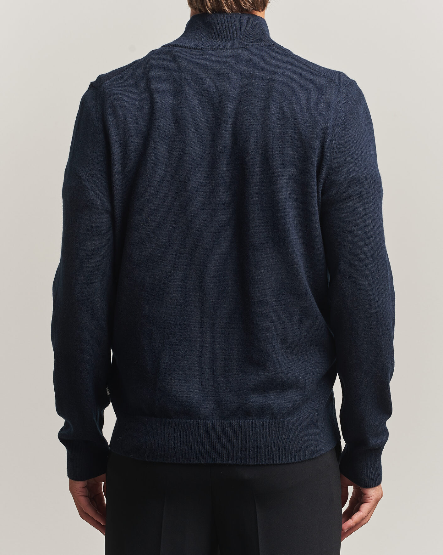 Men | Sweaters & Knitwear | BOSS BLACK | Hemarlo Wool/Cashmere Half Zip Dark Blue