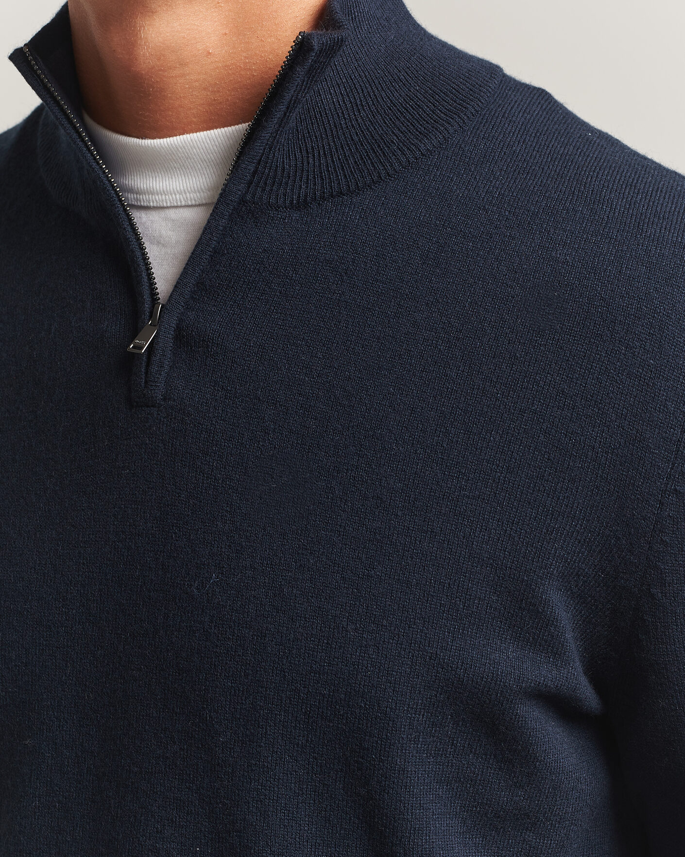 Men | Sweaters & Knitwear | BOSS BLACK | Hemarlo Wool/Cashmere Half Zip Dark Blue