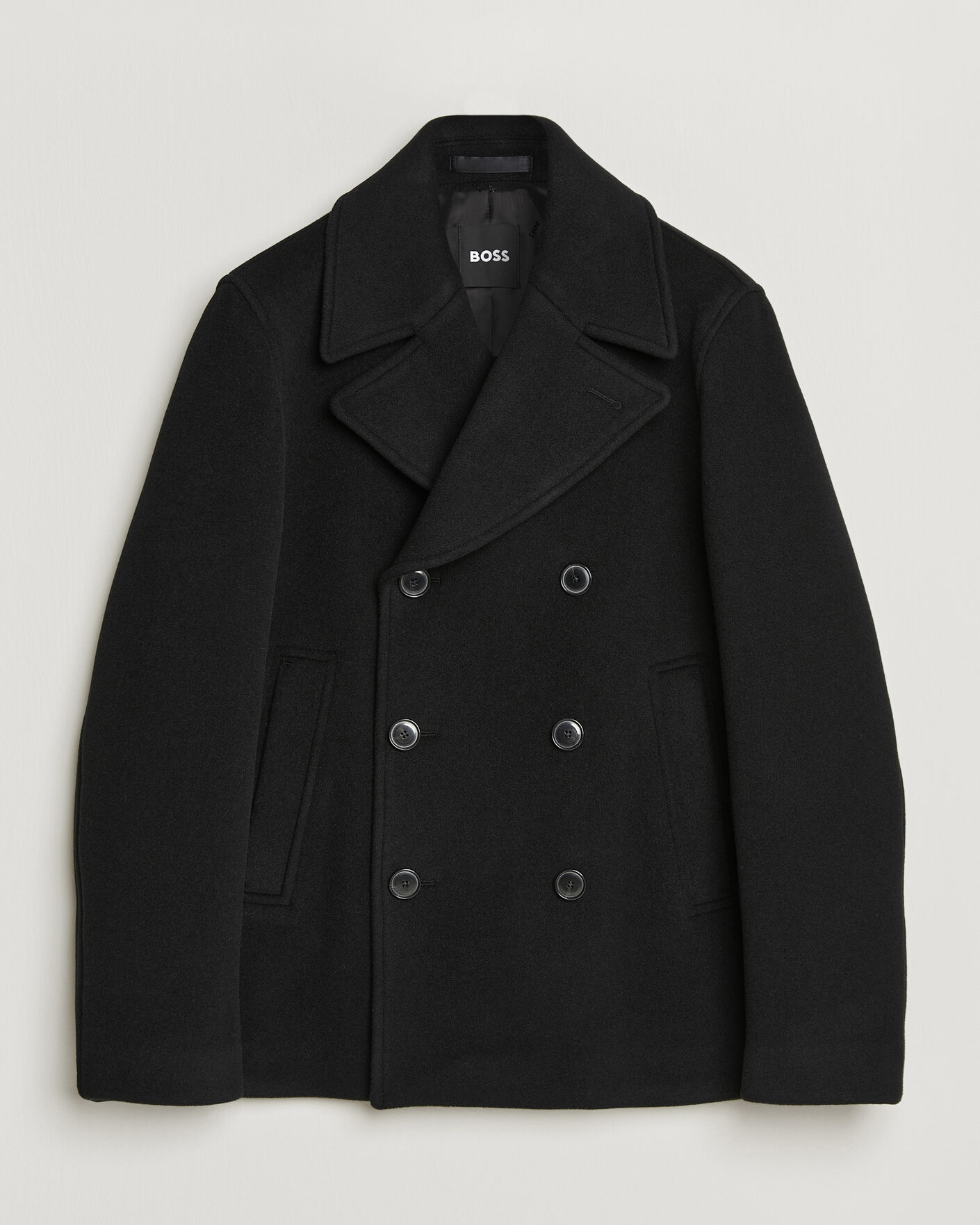 Men | Coats & Jackets | BOSS BLACK | Hyde Wool Peacoat Black