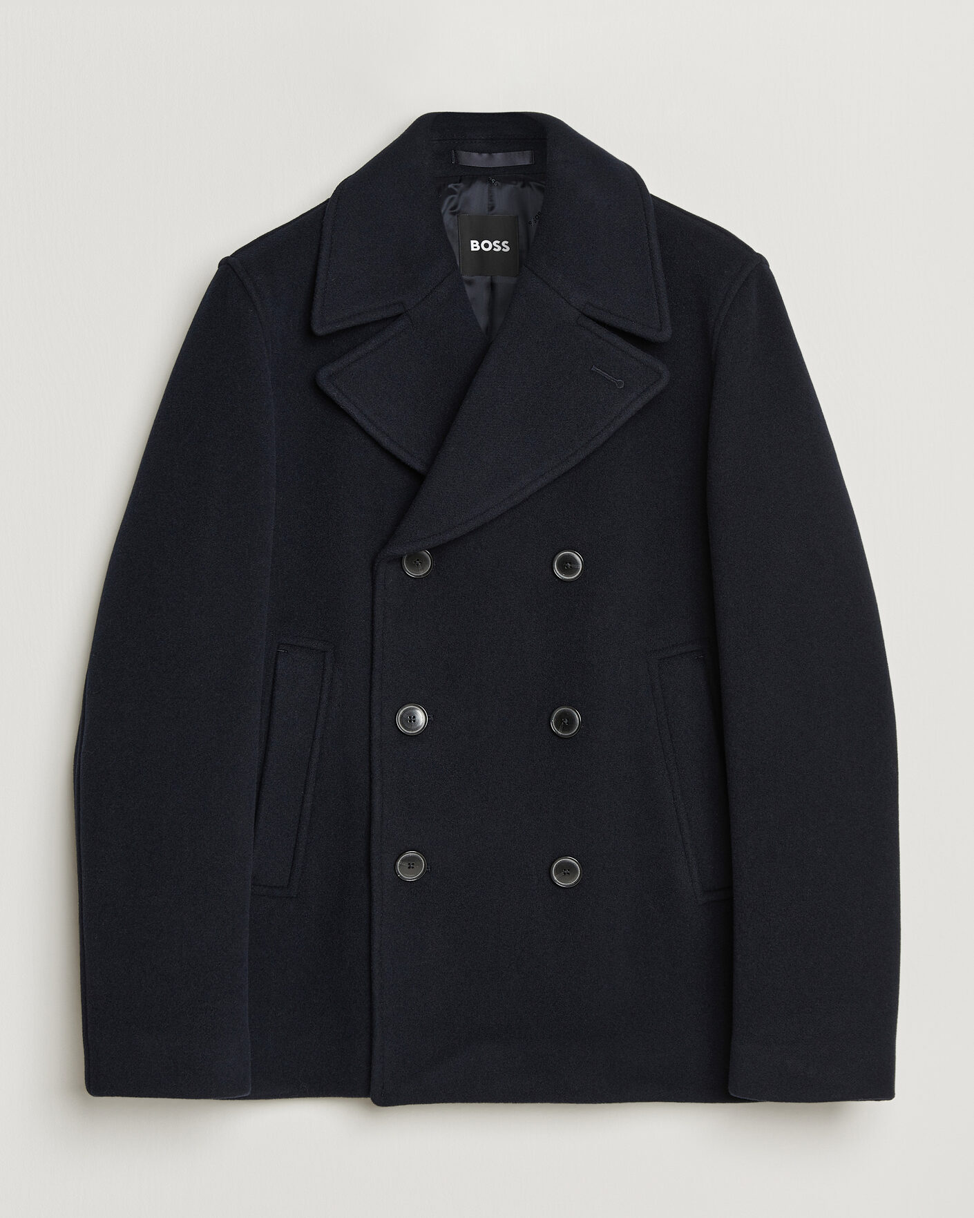 Men | Coats & Jackets | BOSS BLACK | Hyde Wool Peacoat Dark Blue