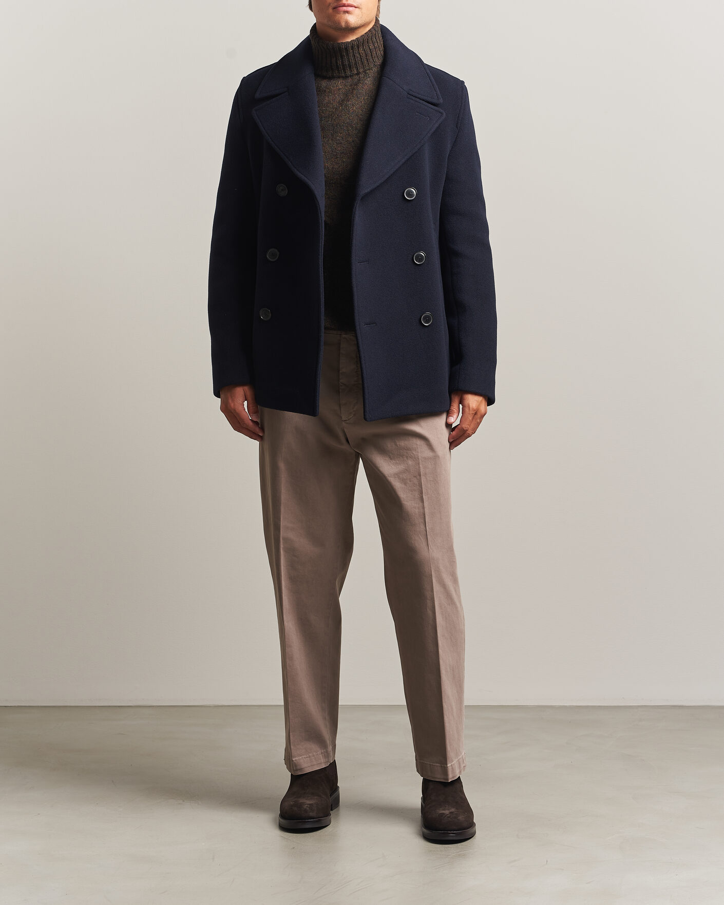 Men | Coats & Jackets | BOSS BLACK | Hyde Wool Peacoat Dark Blue