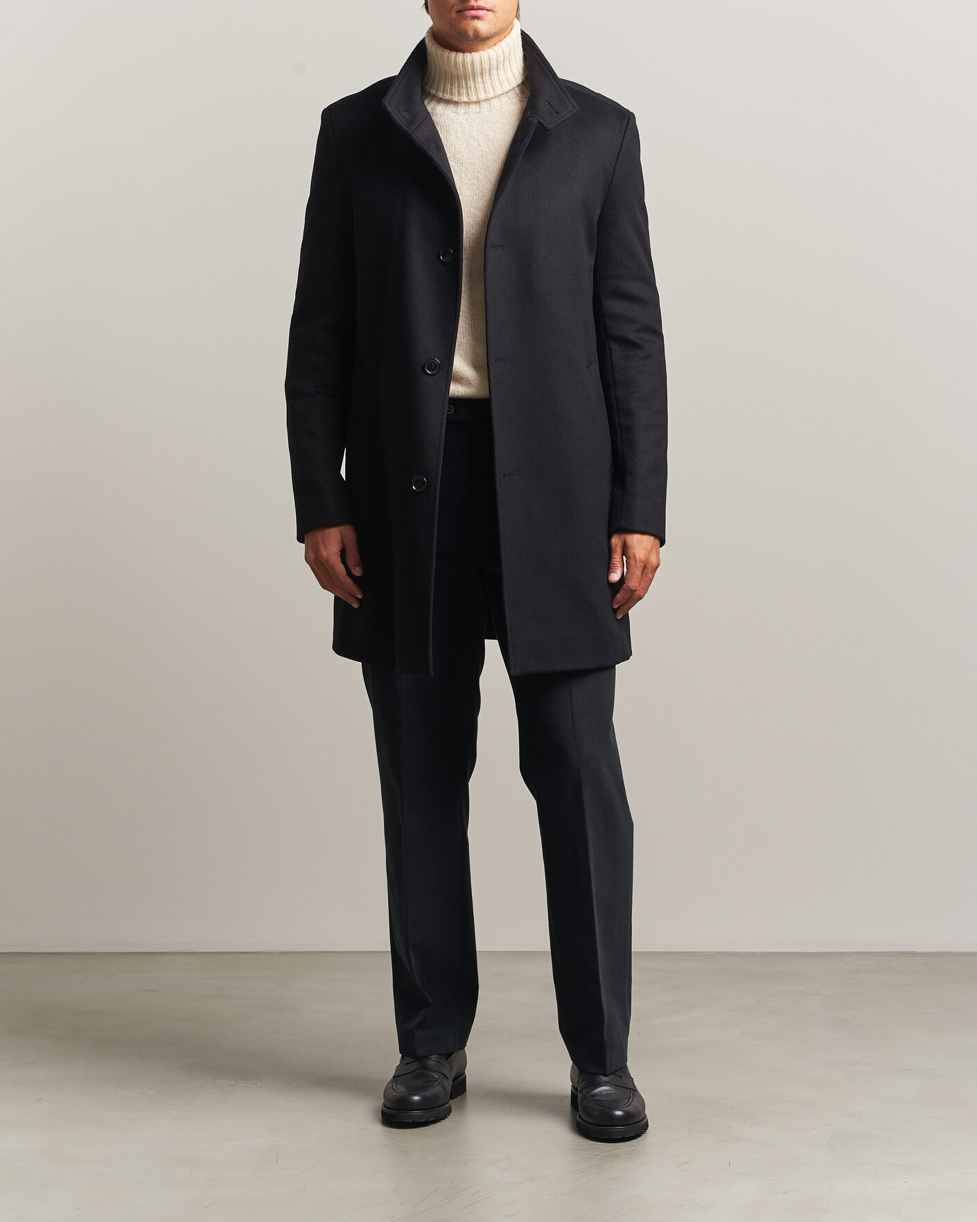 Men | Coats & Jackets | BOSS BLACK | Hyde Wool Stand Up Collar Coat Black