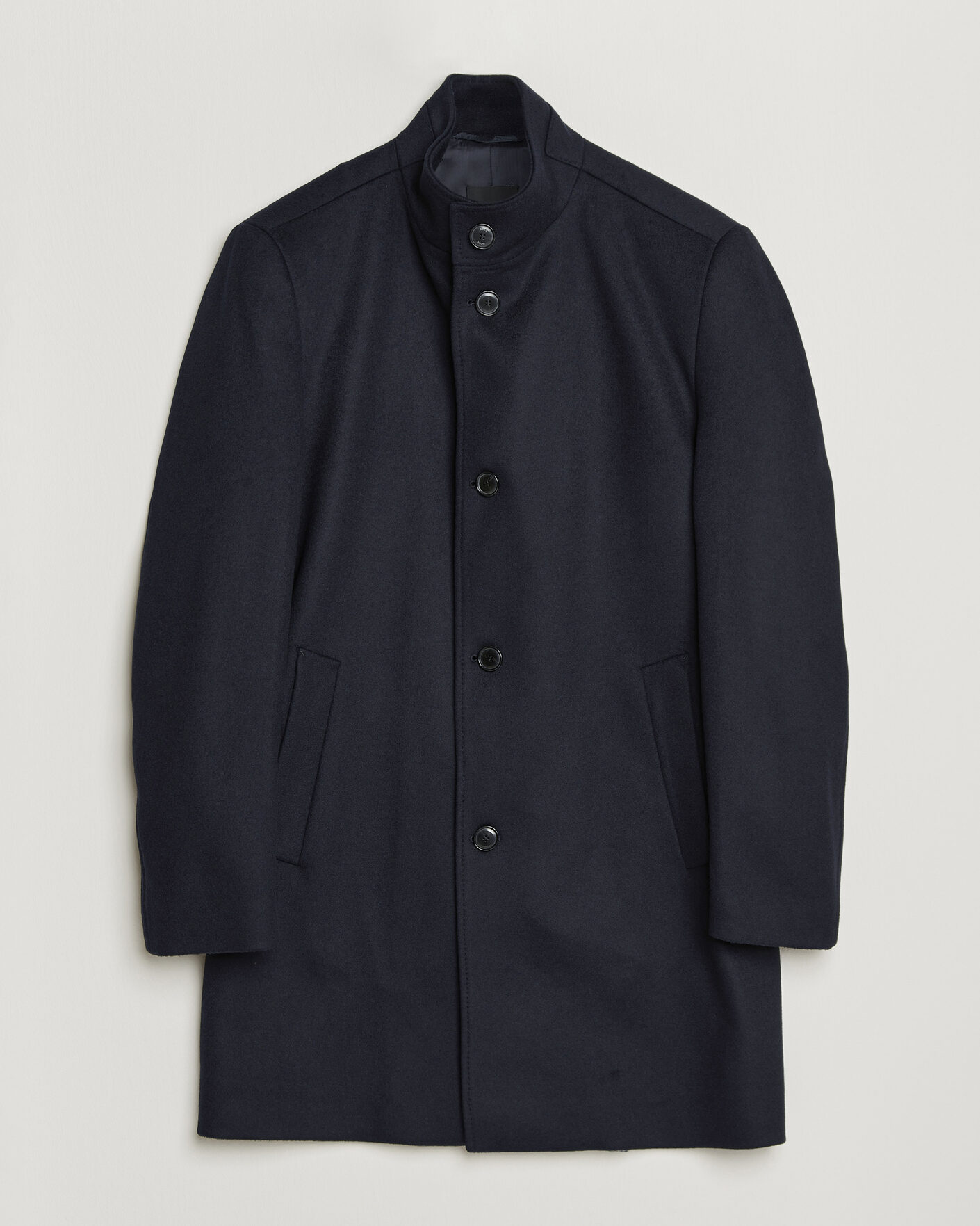 Men | Coats & Jackets | BOSS BLACK | Hyde Wool Stand Up Collar Coat Dark Blue