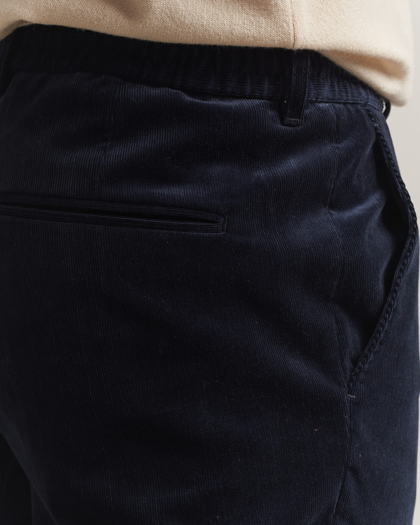 Men | Trousers | BOSS BLACK | Perin Corduroy Drawstring Trousers Dark Blue