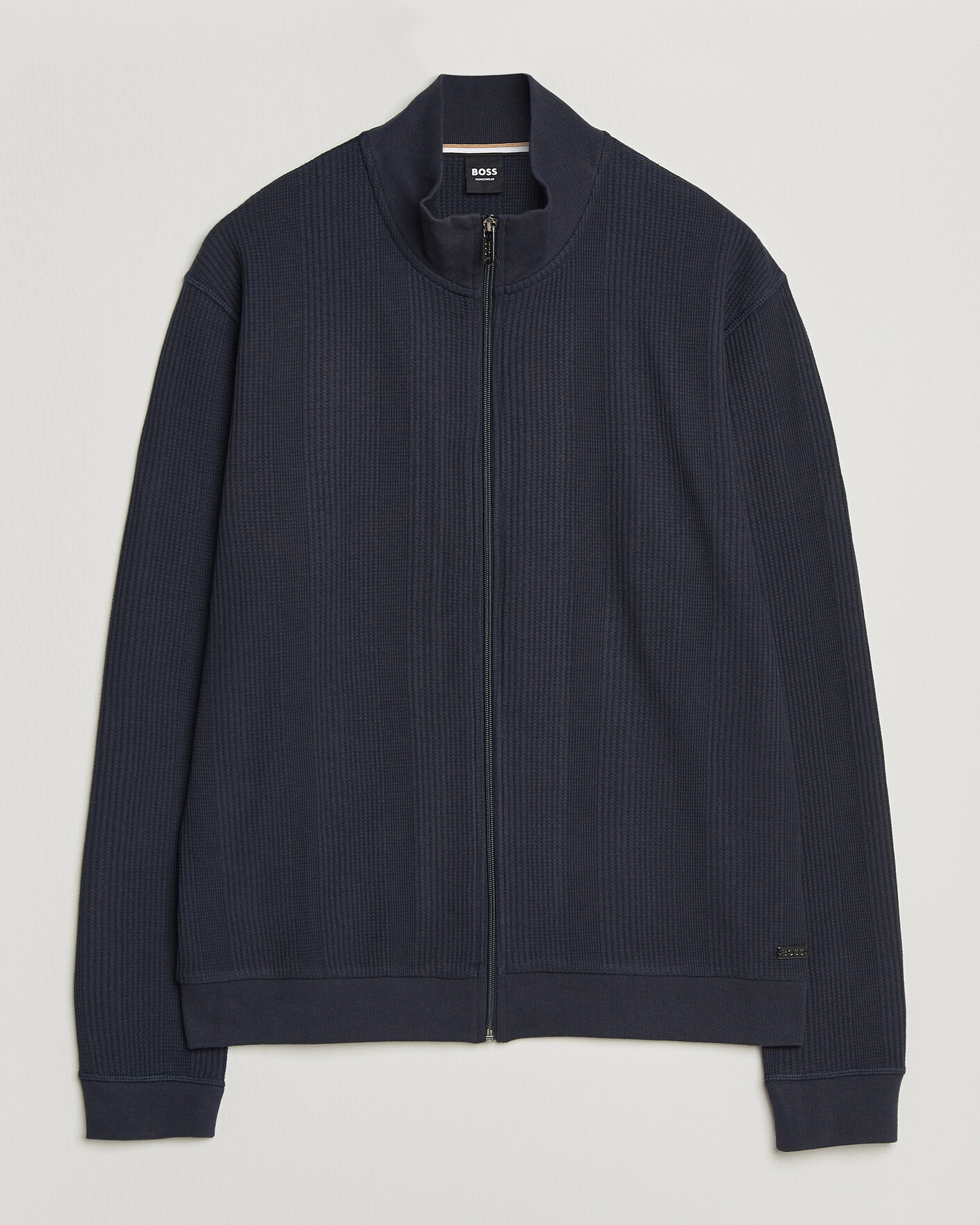 Men | Sweaters & Knitwear | BOSS BLACK | Structured Loungewear Full Zip Dark Blue