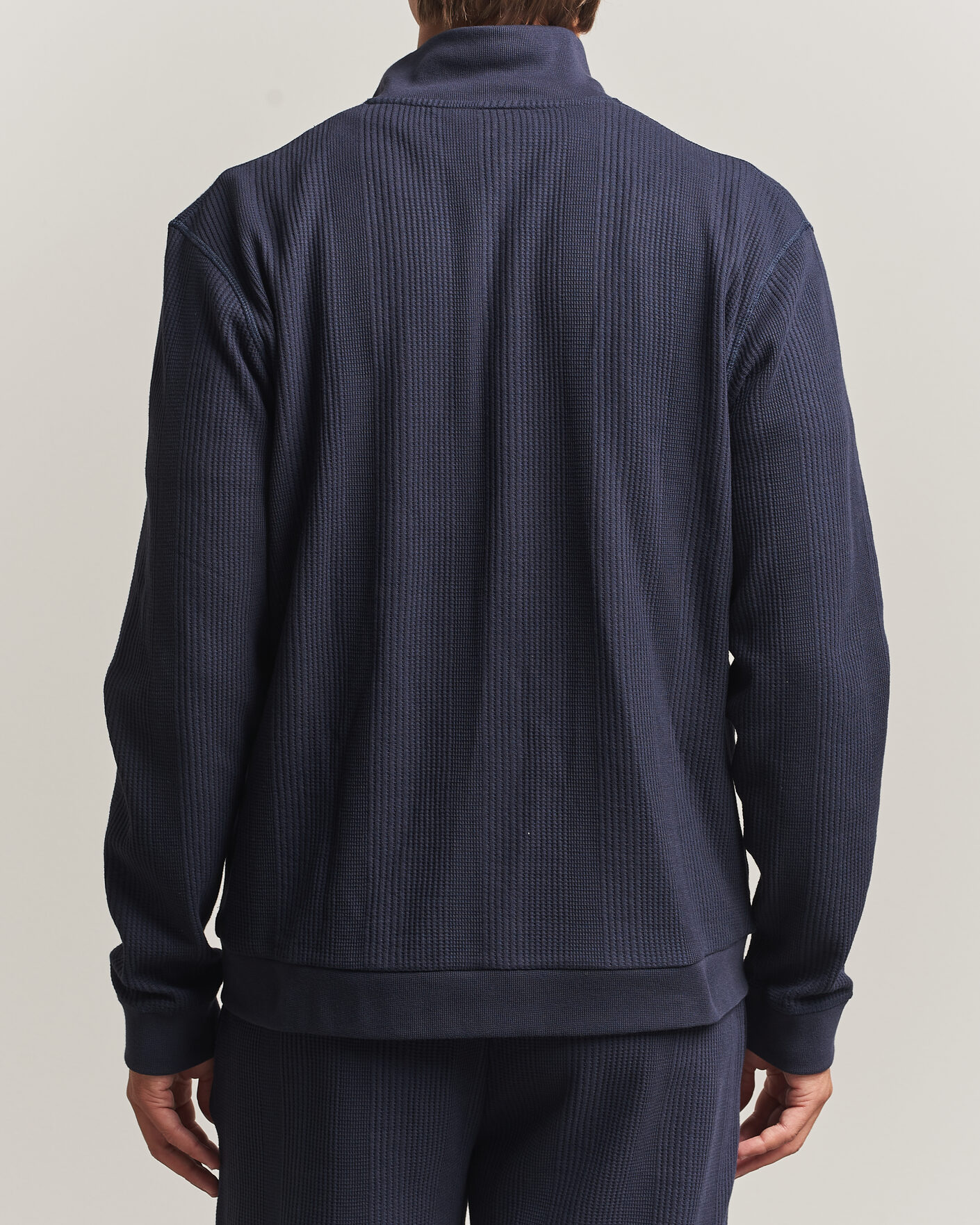Men | Sweaters & Knitwear | BOSS BLACK | Structured Loungewear Full Zip Dark Blue