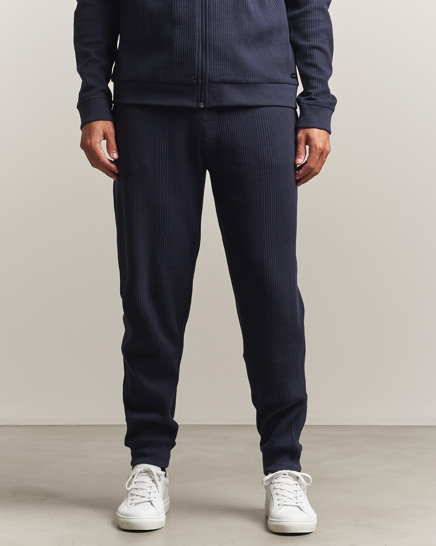 Men | Trousers | BOSS BLACK | Structured Loungewear Sweatpants Dark Blue