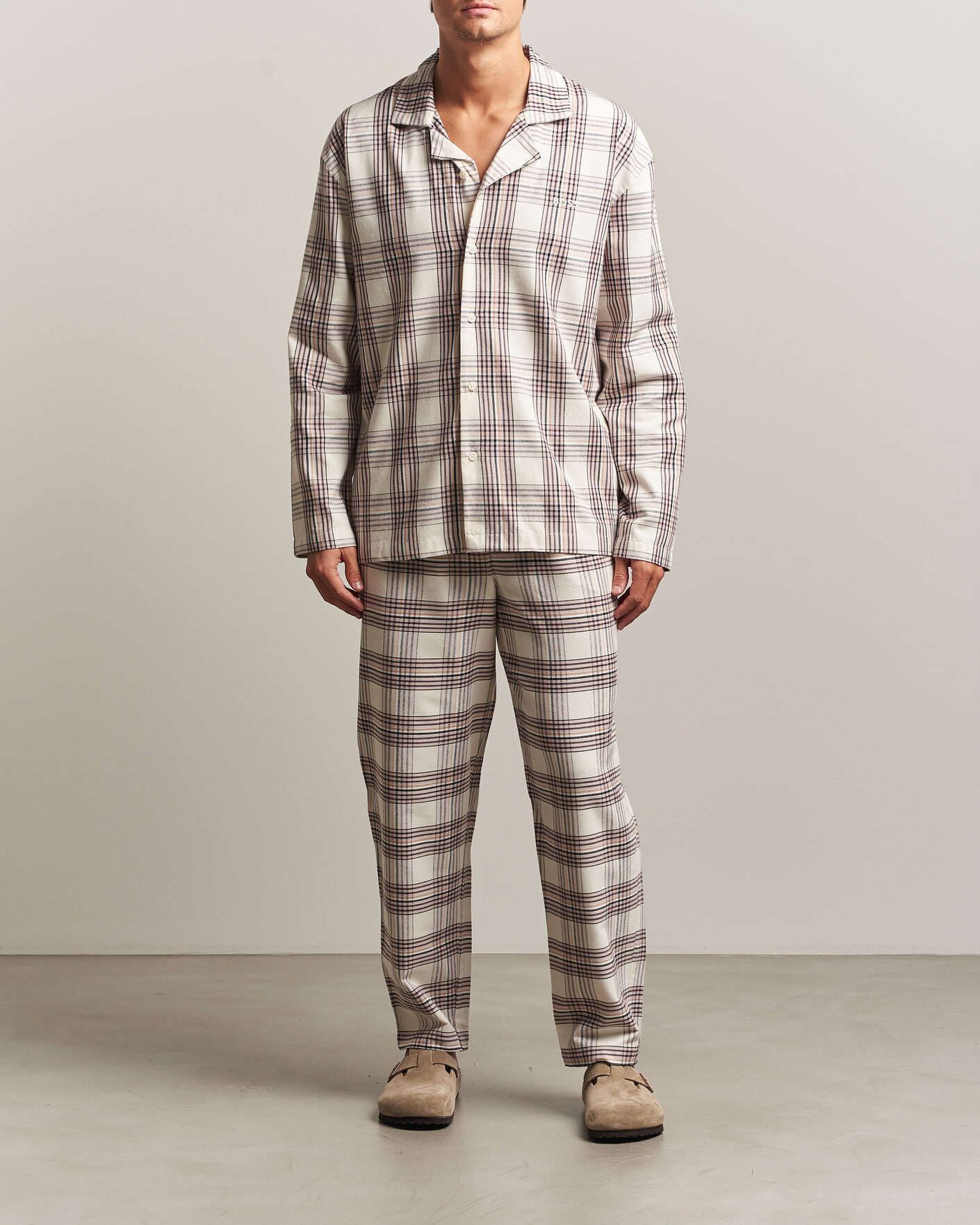 Men | Pyjamas & Robes | BOSS BLACK | Checked Flannel Pyjama Set Open White