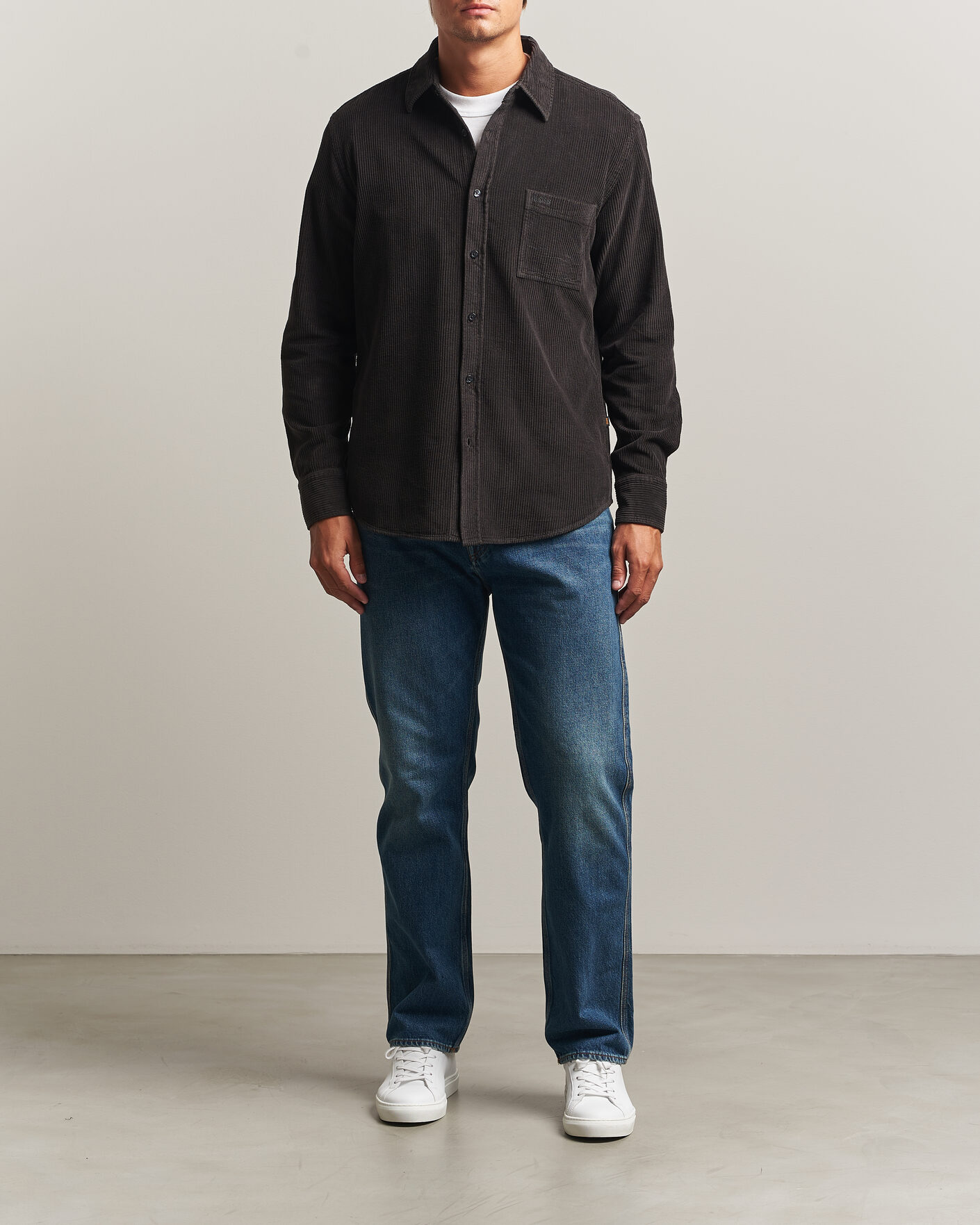 Men | Shirts | BOSS ORANGE | Relegant Corduroy Shirt Black