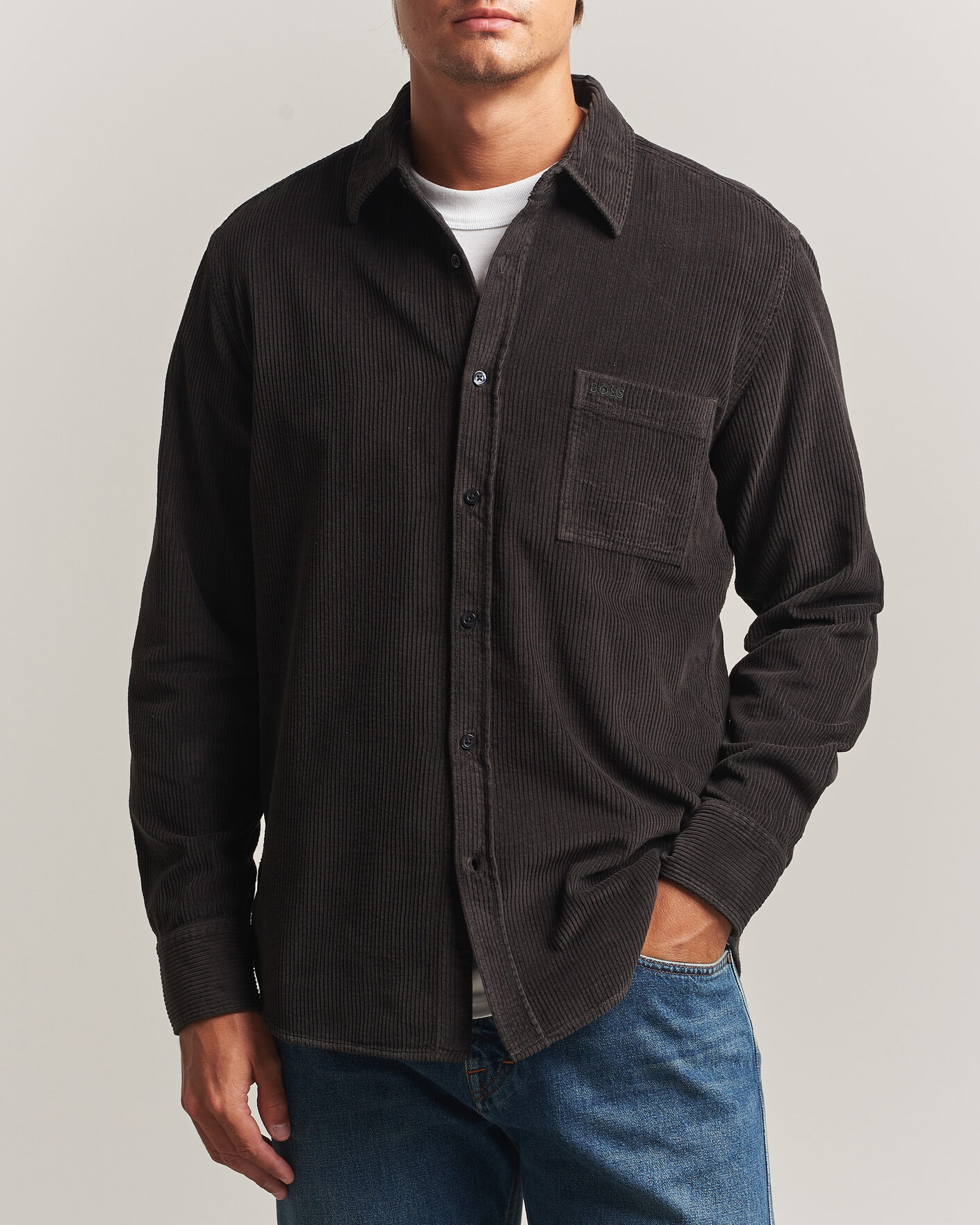 Men | Shirts | BOSS ORANGE | Relegant Corduroy Shirt Black