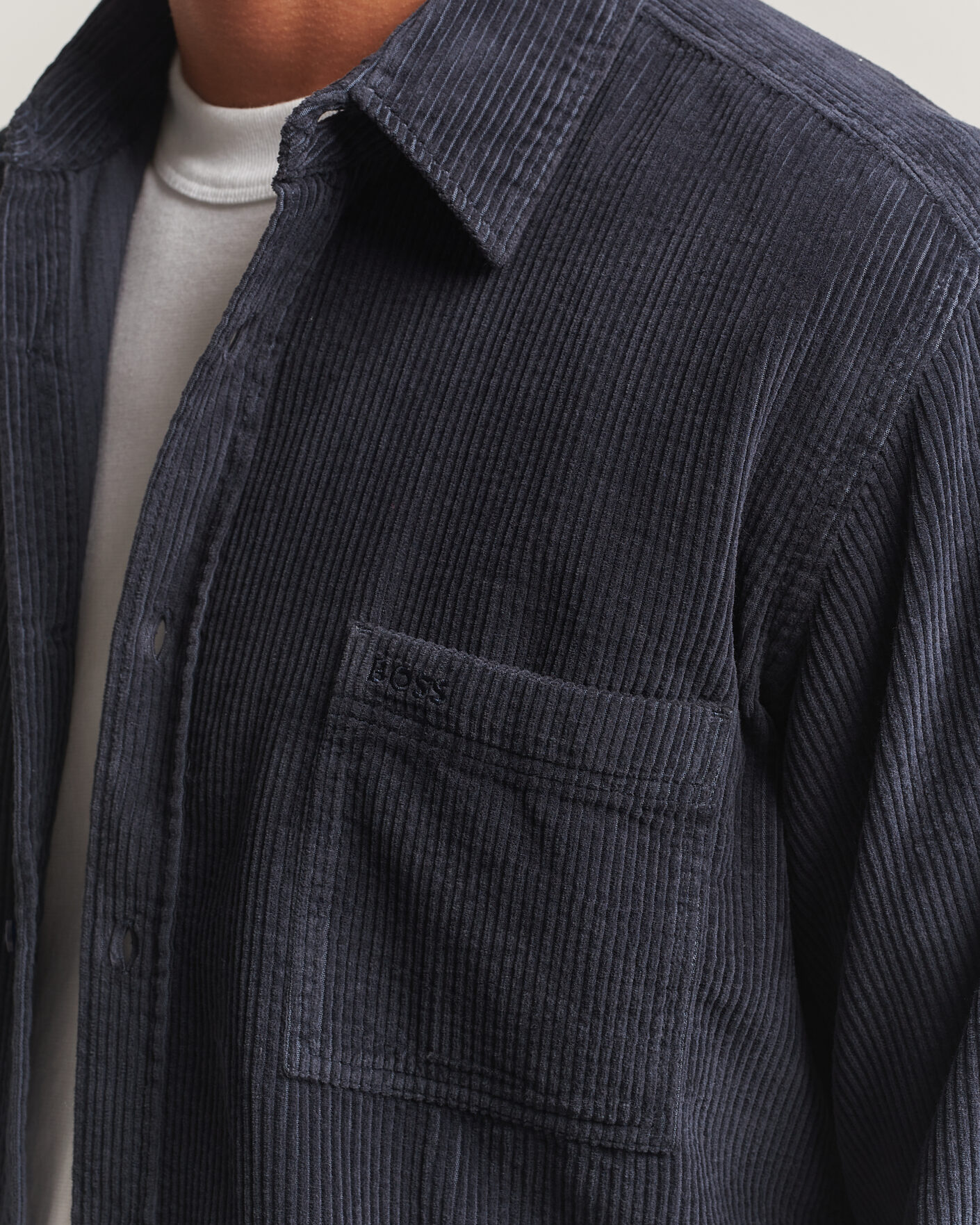 Men | Shirts | BOSS ORANGE | Relegant Corduroy Shirt Dark Blue