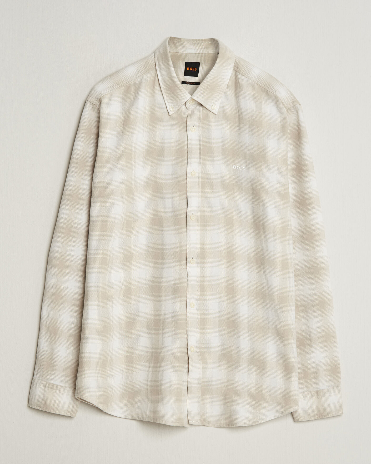 Men | Shirts | BOSS ORANGE | Rickert Brushed Cotton Checked Shirt Light Beige