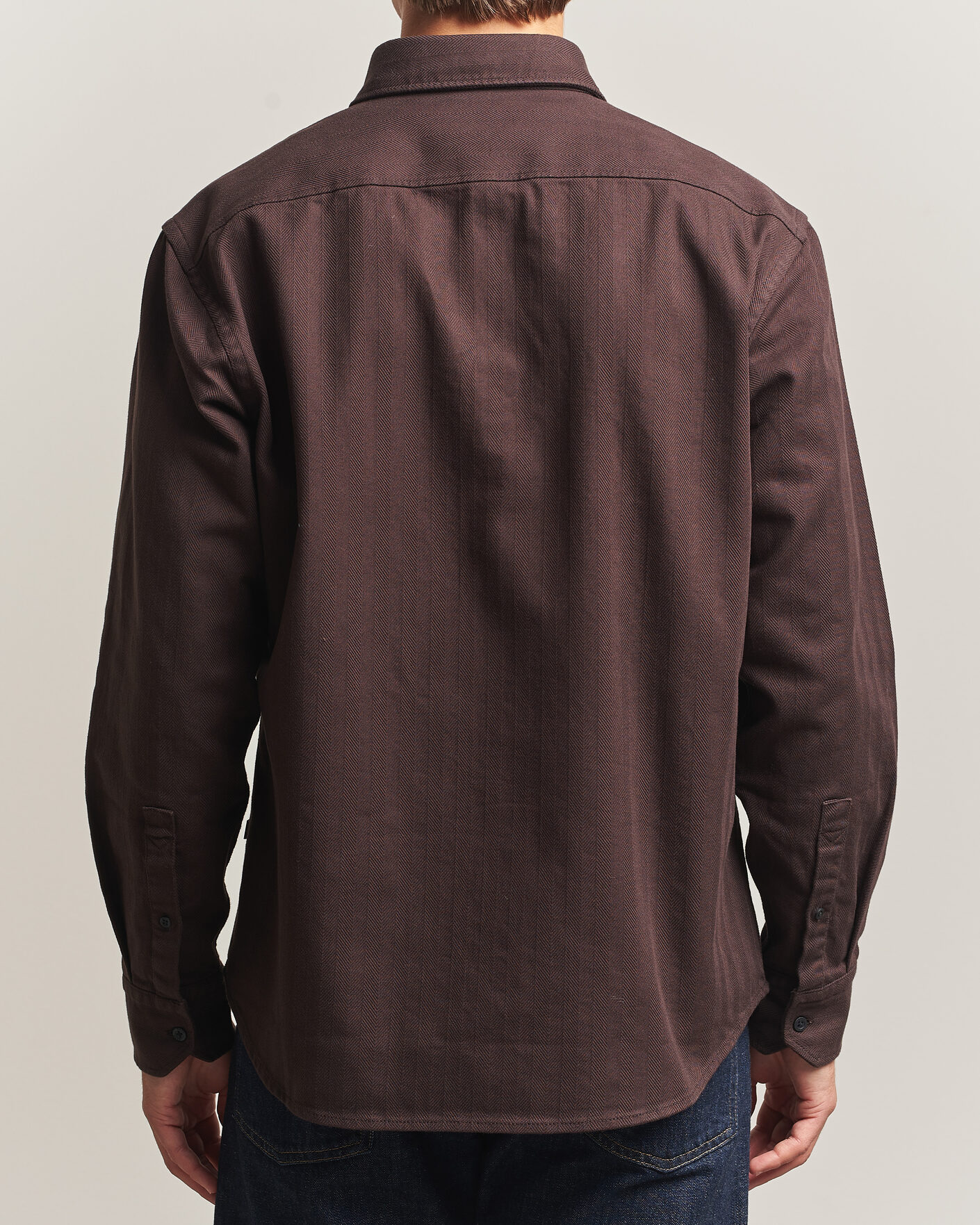 Men | Shirts | BOSS ORANGE | Ricopuls Brushed Herringbone Shirt Dark Brown