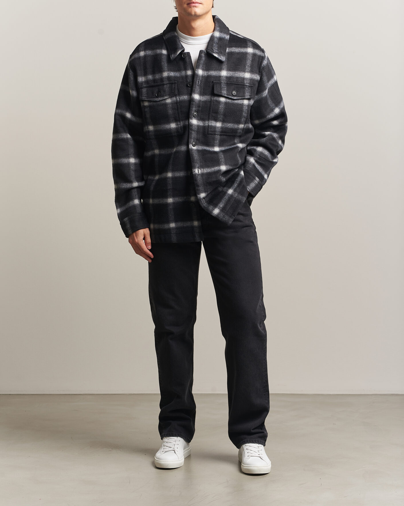 Men | Coats & Jackets | BOSS ORANGE | Losky Flannel Checked Overshirt Black