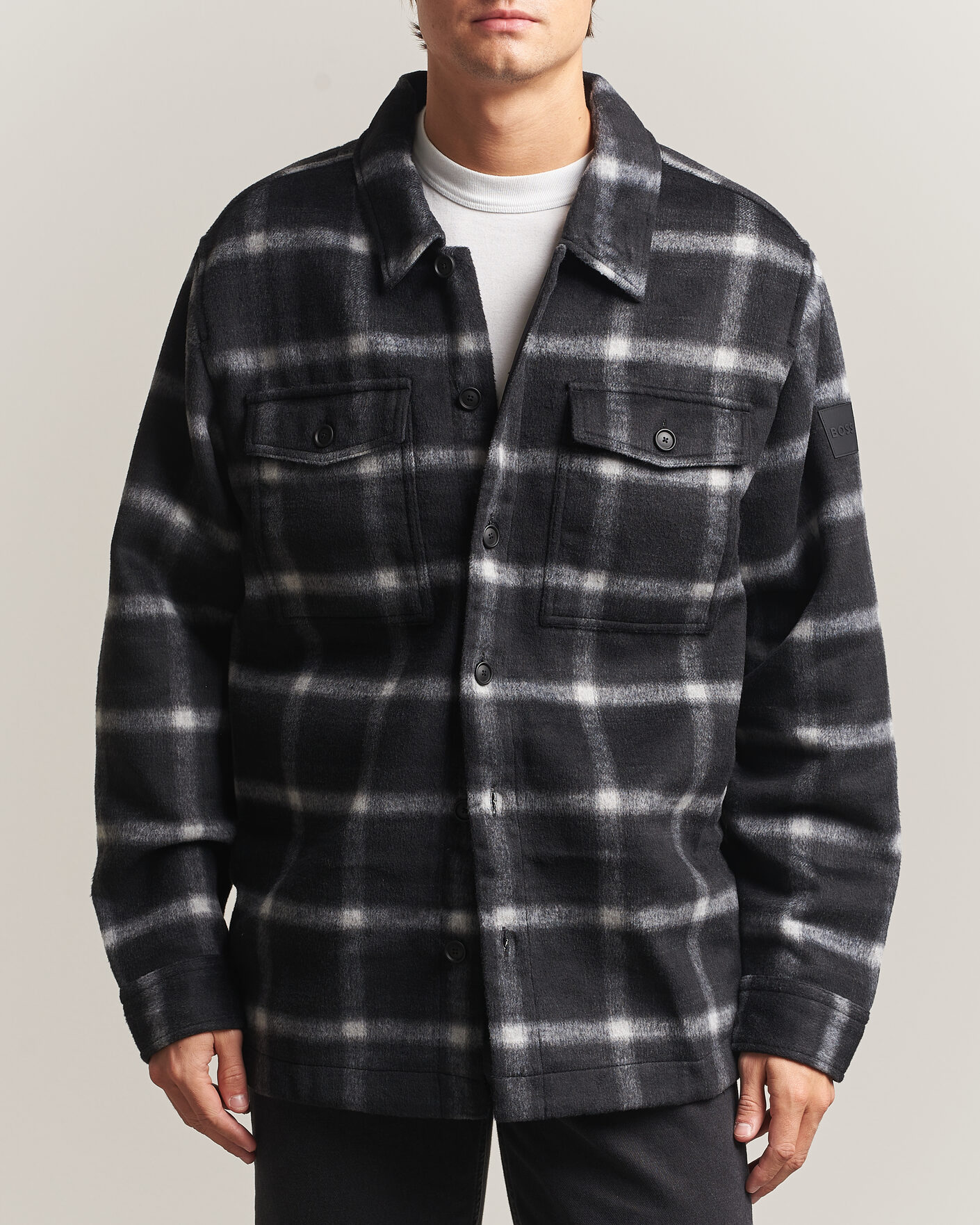 Men | Coats & Jackets | BOSS ORANGE | Losky Flannel Checked Overshirt Black