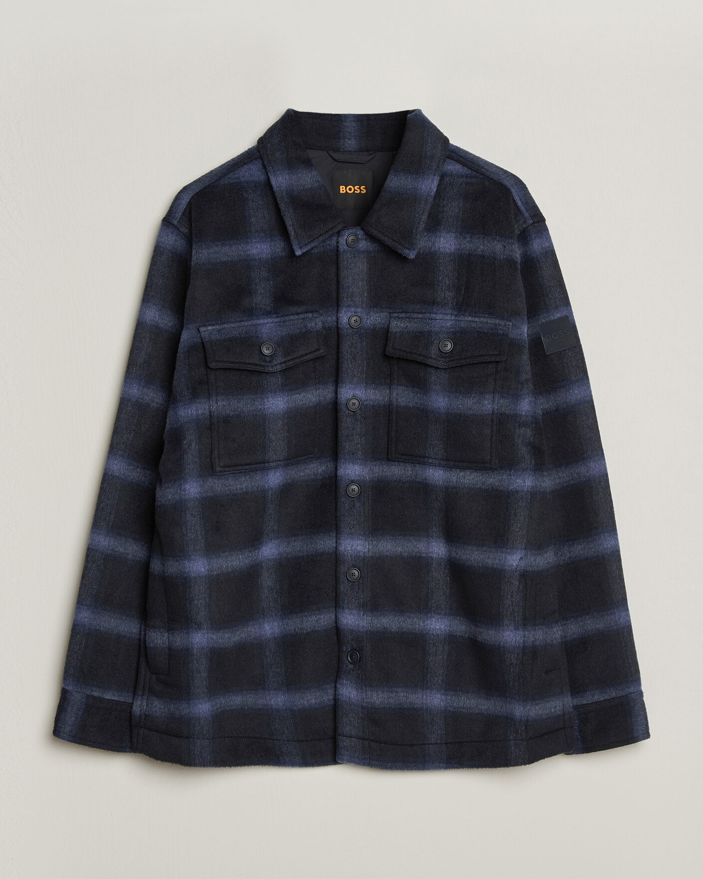 Men | Coats & Jackets | BOSS ORANGE | Losky Flannel Checked Overshirt Dark Blue