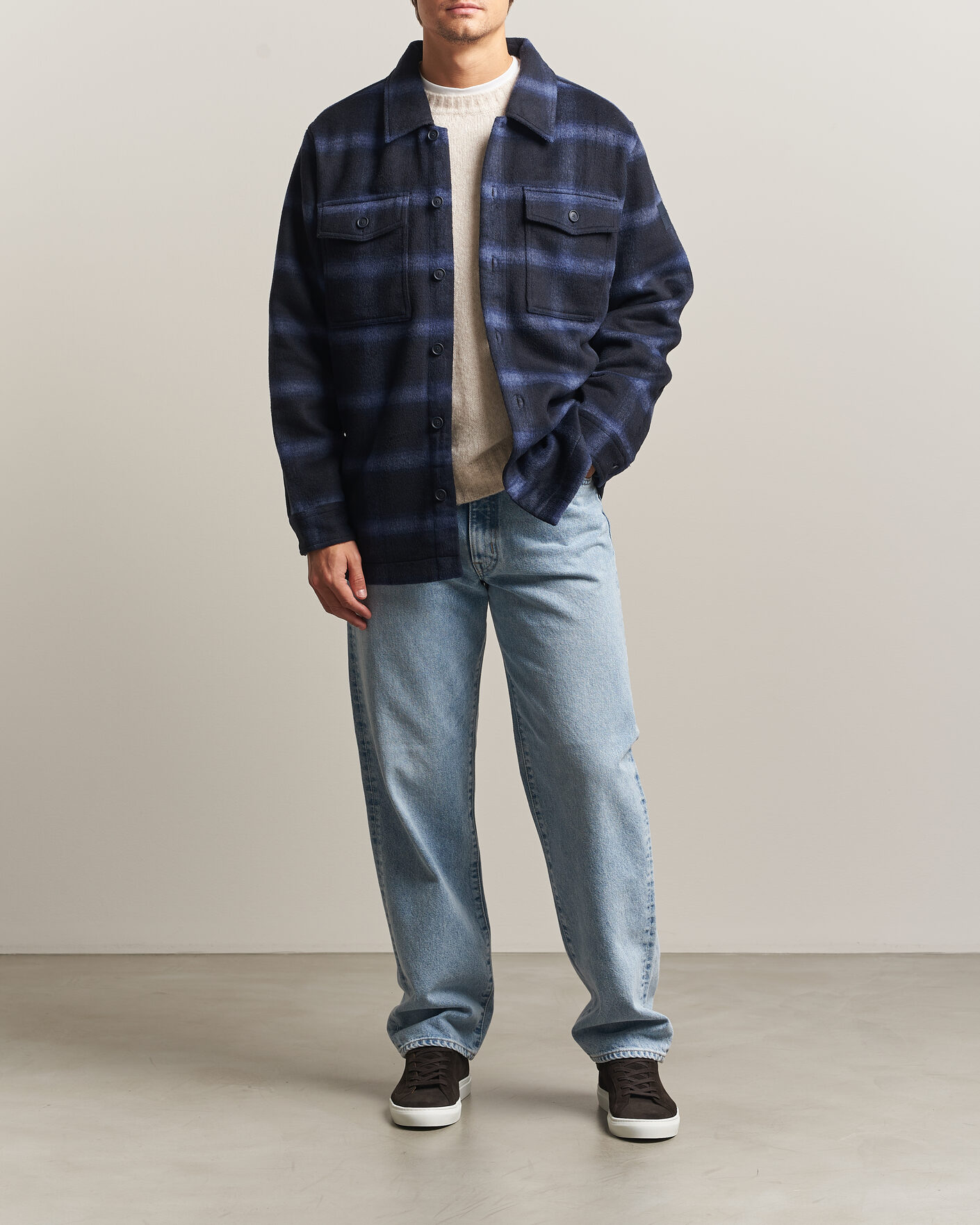 Men | Coats & Jackets | BOSS ORANGE | Losky Flannel Checked Overshirt Dark Blue