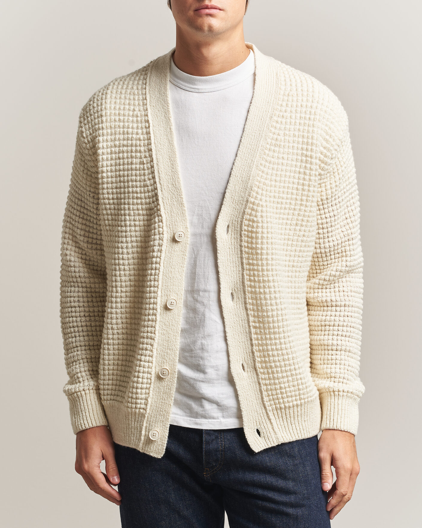 Men | Sweaters & Knitwear | BOSS ORANGE | Korsico Wool Knitted Cardigan Open White