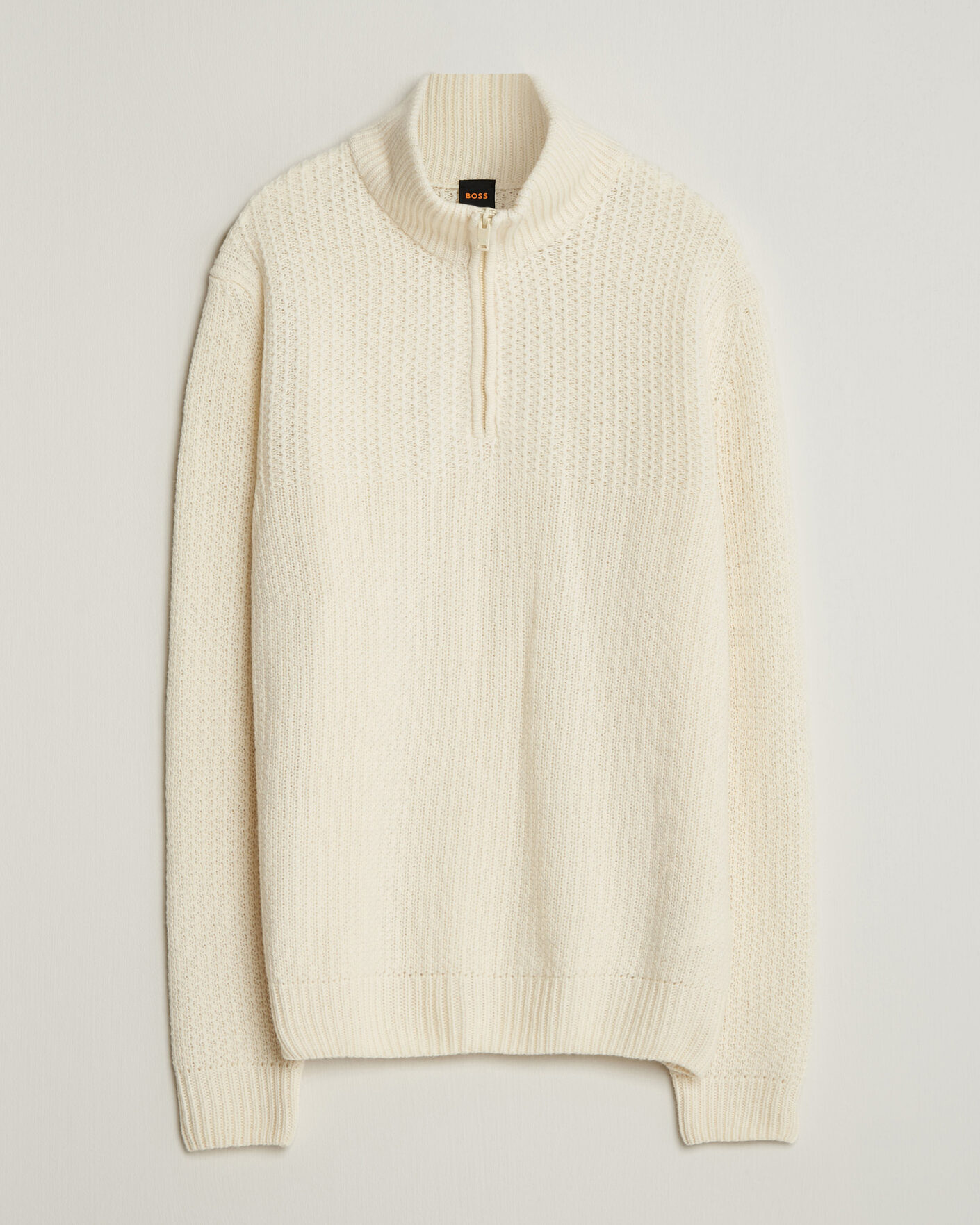 Men | Sweaters & Knitwear | BOSS ORANGE | Kenter Wool Knitted Half Zip Open White
