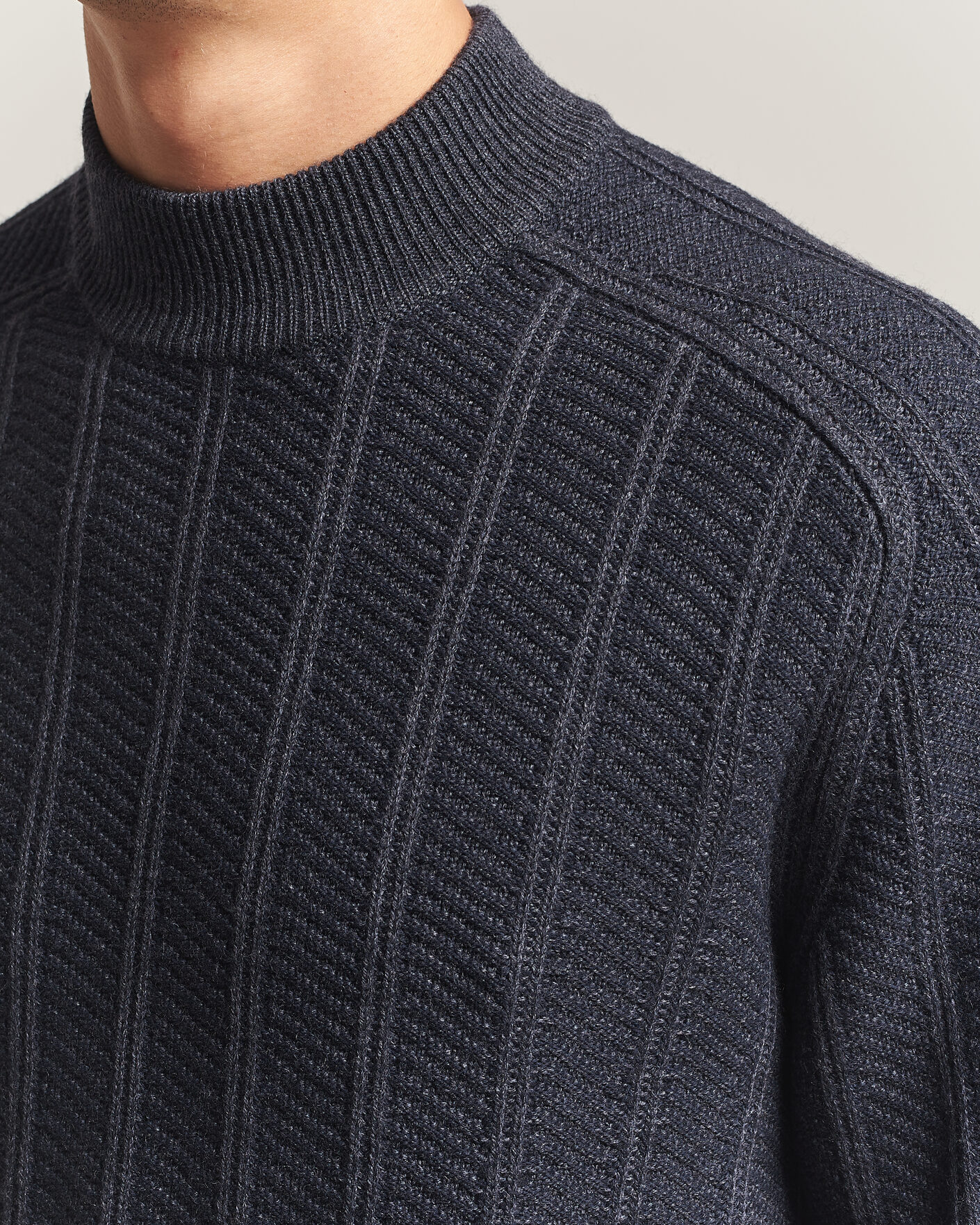 Men | Sweaters & Knitwear | BOSS ORANGE | Katoolo Wool/Cotton Knitted Turtleneck Dark Blue