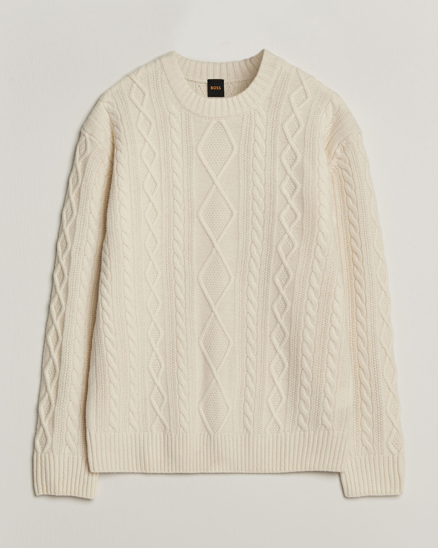 Men | Sweaters & Knitwear | BOSS ORANGE | Atreccio Wool Structured Knitted Sweater Open White