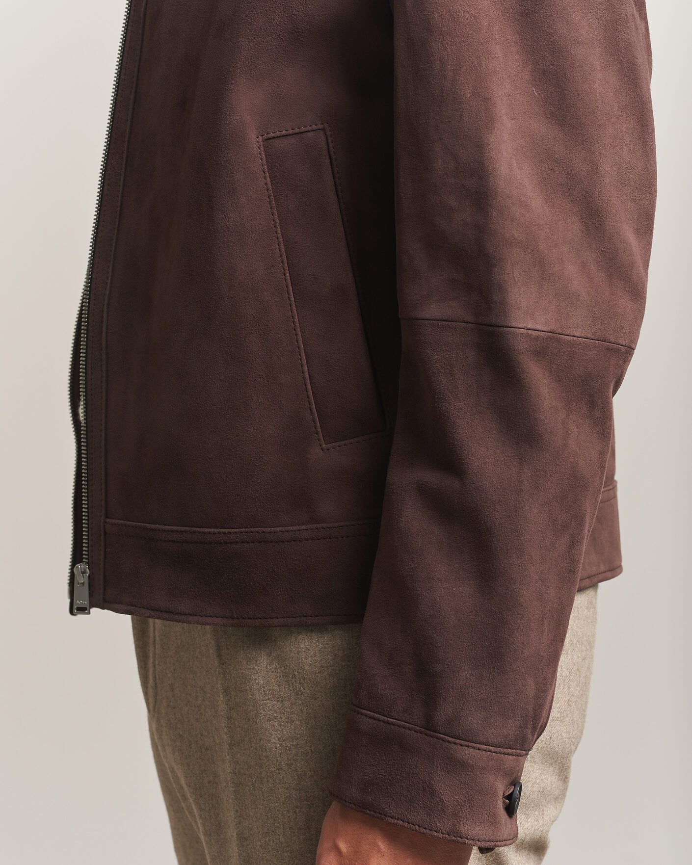 Men | Coats & Jackets | BOSS BLACK | Malbano Suede Jacket Dark Brown