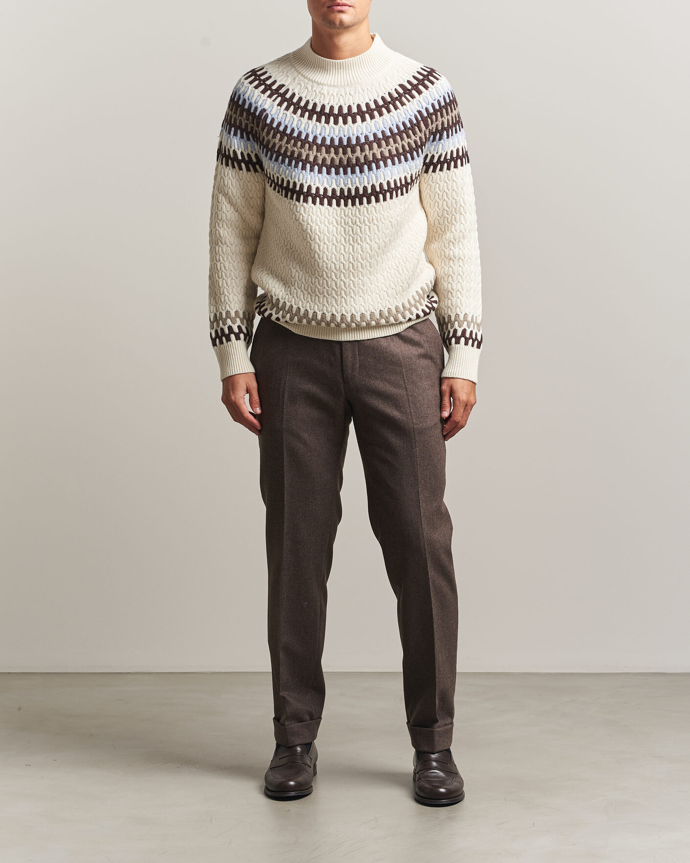 Men | Sweaters & Knitwear | BOSS BLACK | Fiotto Wool Fairisle Sweater Open White
