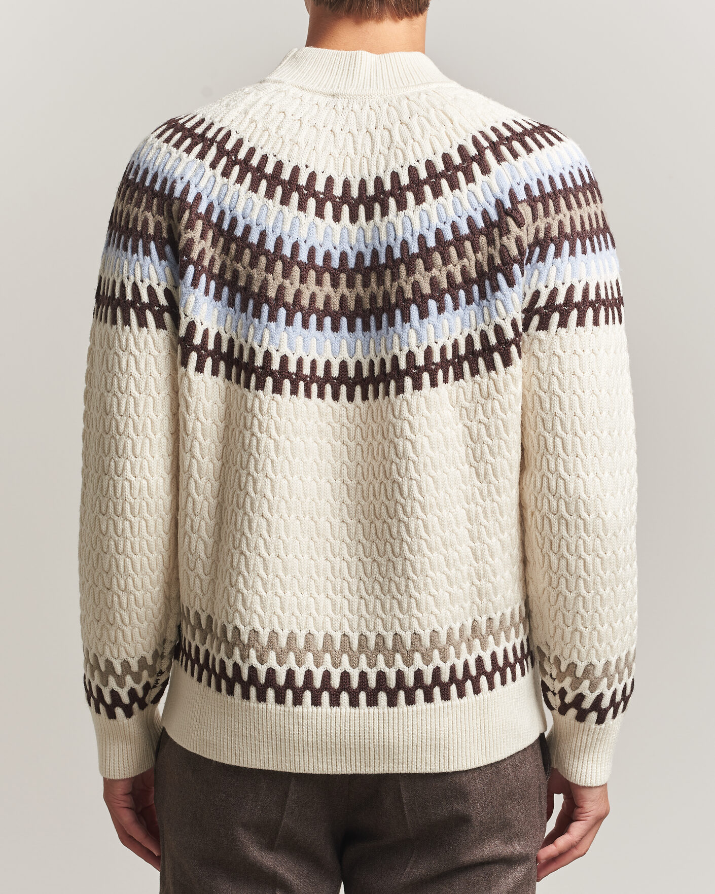 Men | Sweaters & Knitwear | BOSS BLACK | Fiotto Wool Fairisle Sweater Open White