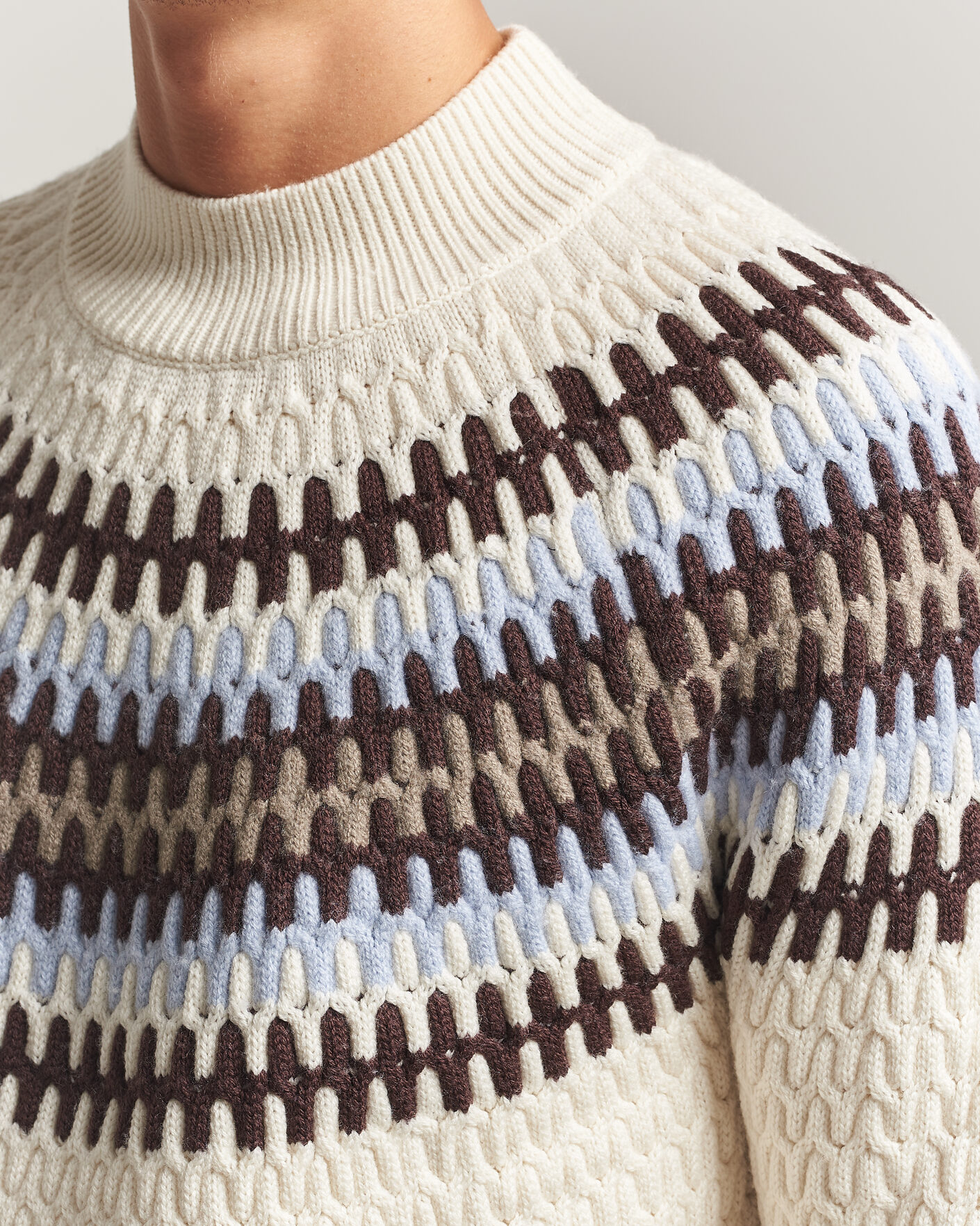 Men | Sweaters & Knitwear | BOSS BLACK | Fiotto Wool Fairisle Sweater Open White