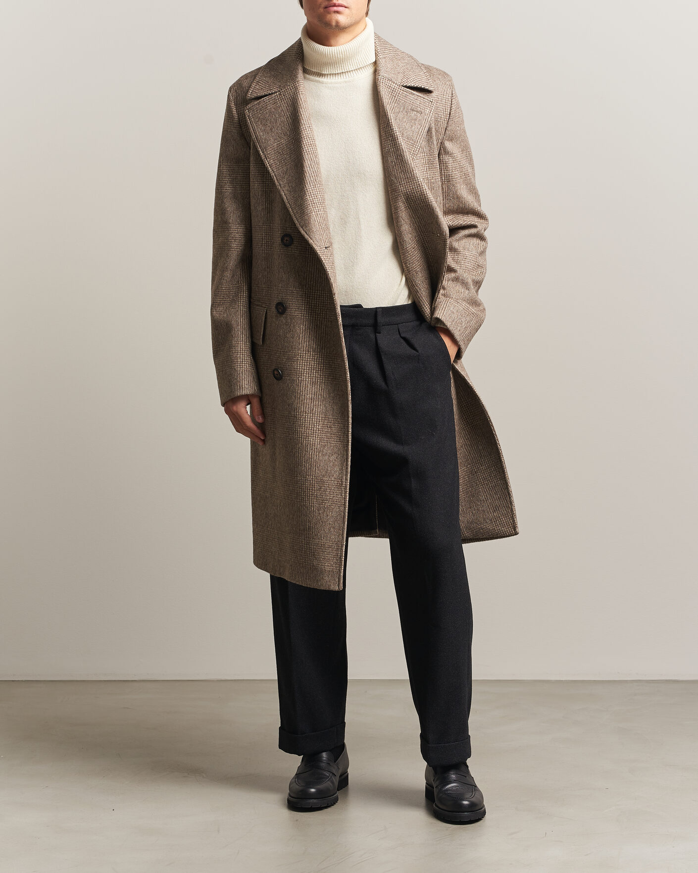 Men | Coats & Jackets | BOSS BLACK | Jared Wool Double Breasted Coat Open Brown