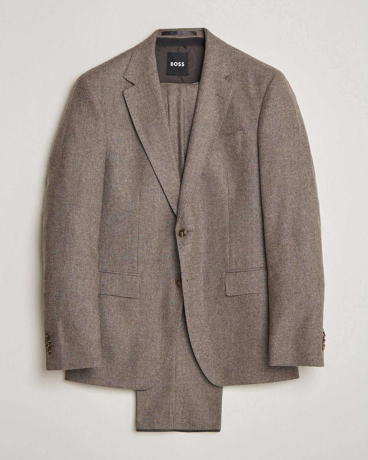 Men | Suits | BOSS BLACK | Huge Wool Pepita Suit Dark Brown