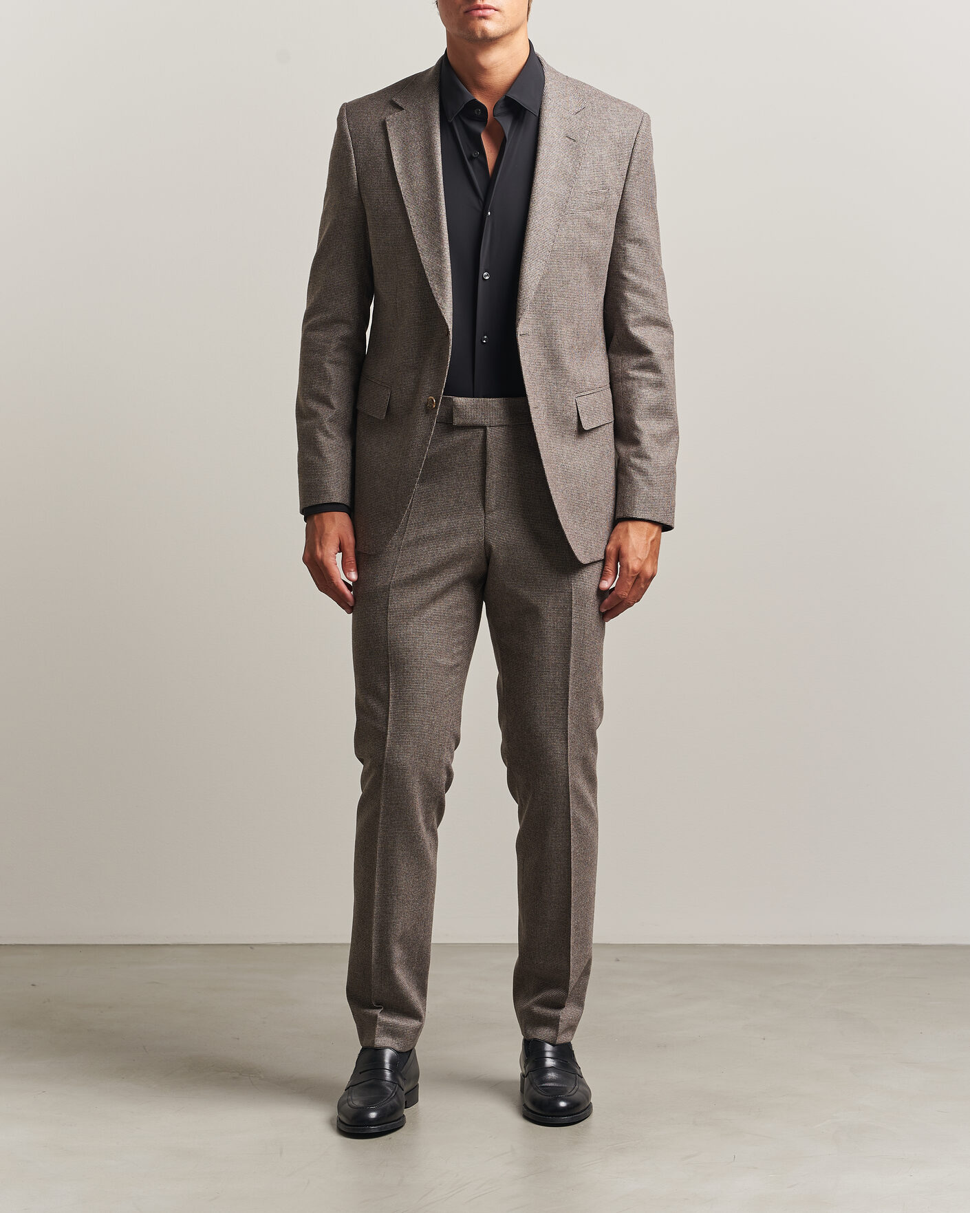Men | Suits | BOSS BLACK | Huge Wool Pepita Suit Dark Brown