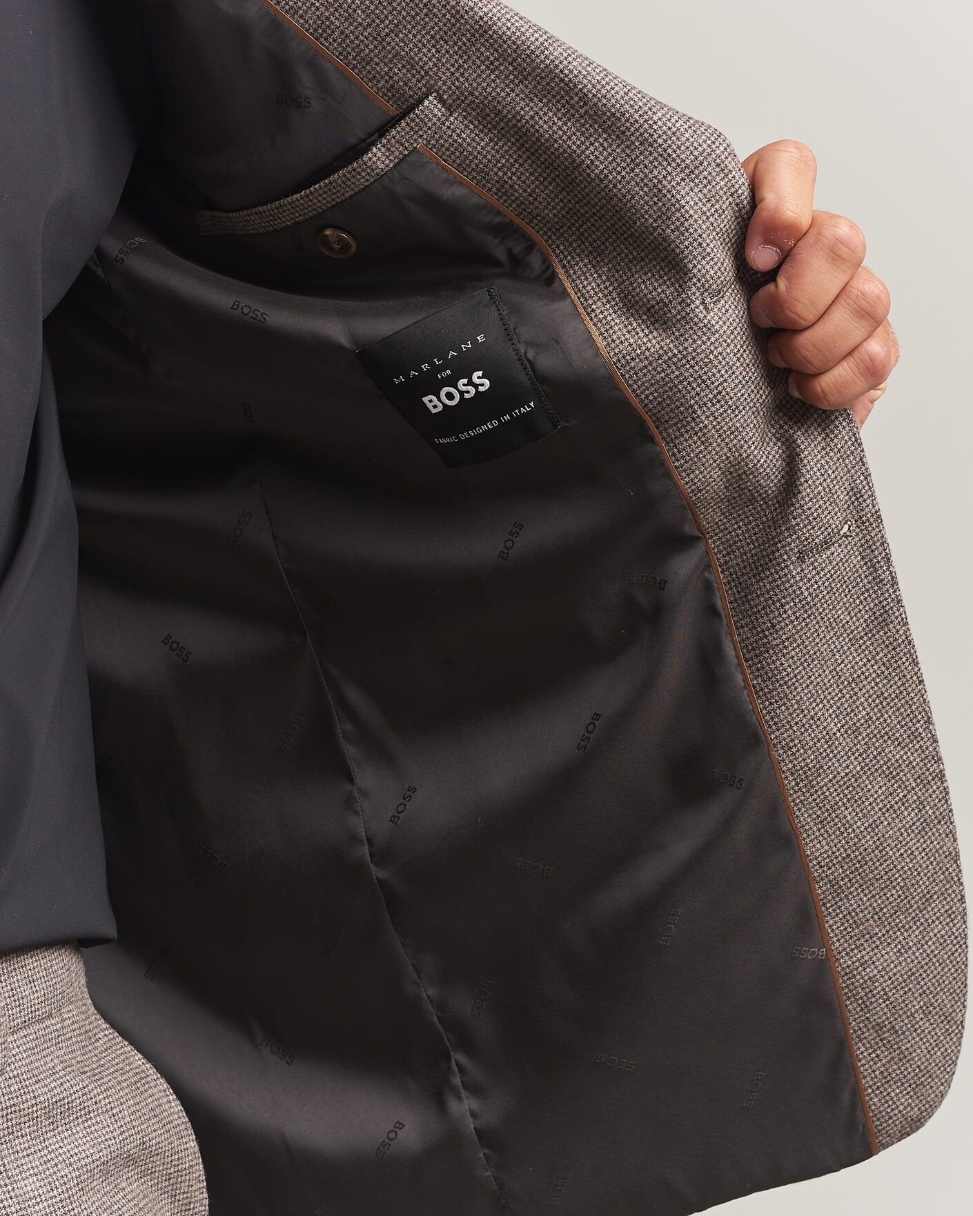 Men | Suits | BOSS BLACK | Huge Wool Pepita Suit Dark Brown