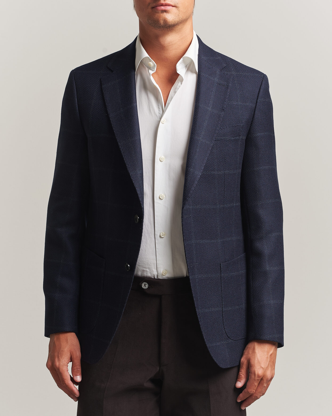 Men | Blazers | BOSS BLACK | Hutson Checked Wool Blazer Dark Blue