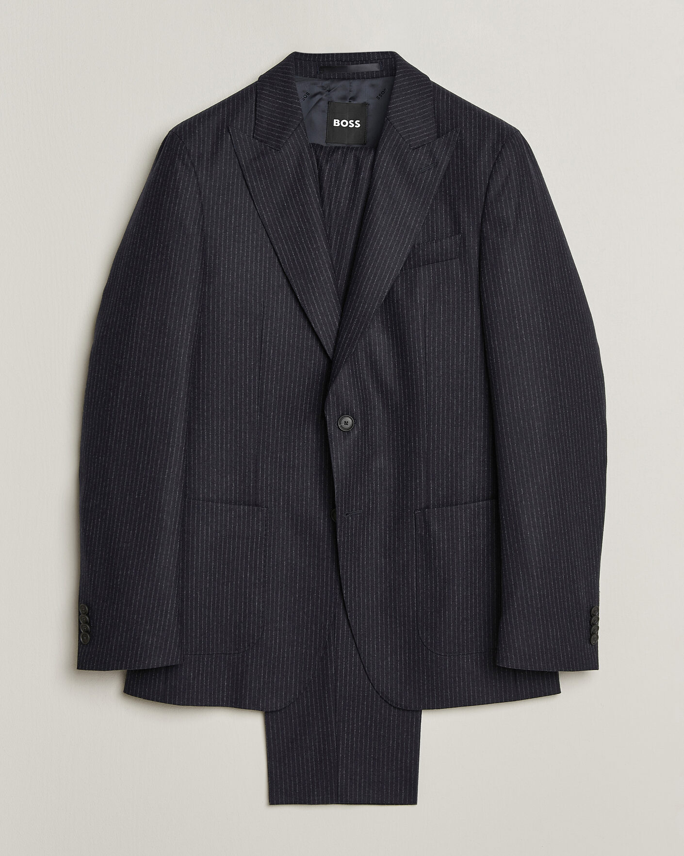 Men | Suits | BOSS BLACK | Huge Wool Pinstriped Suit Dark Blue