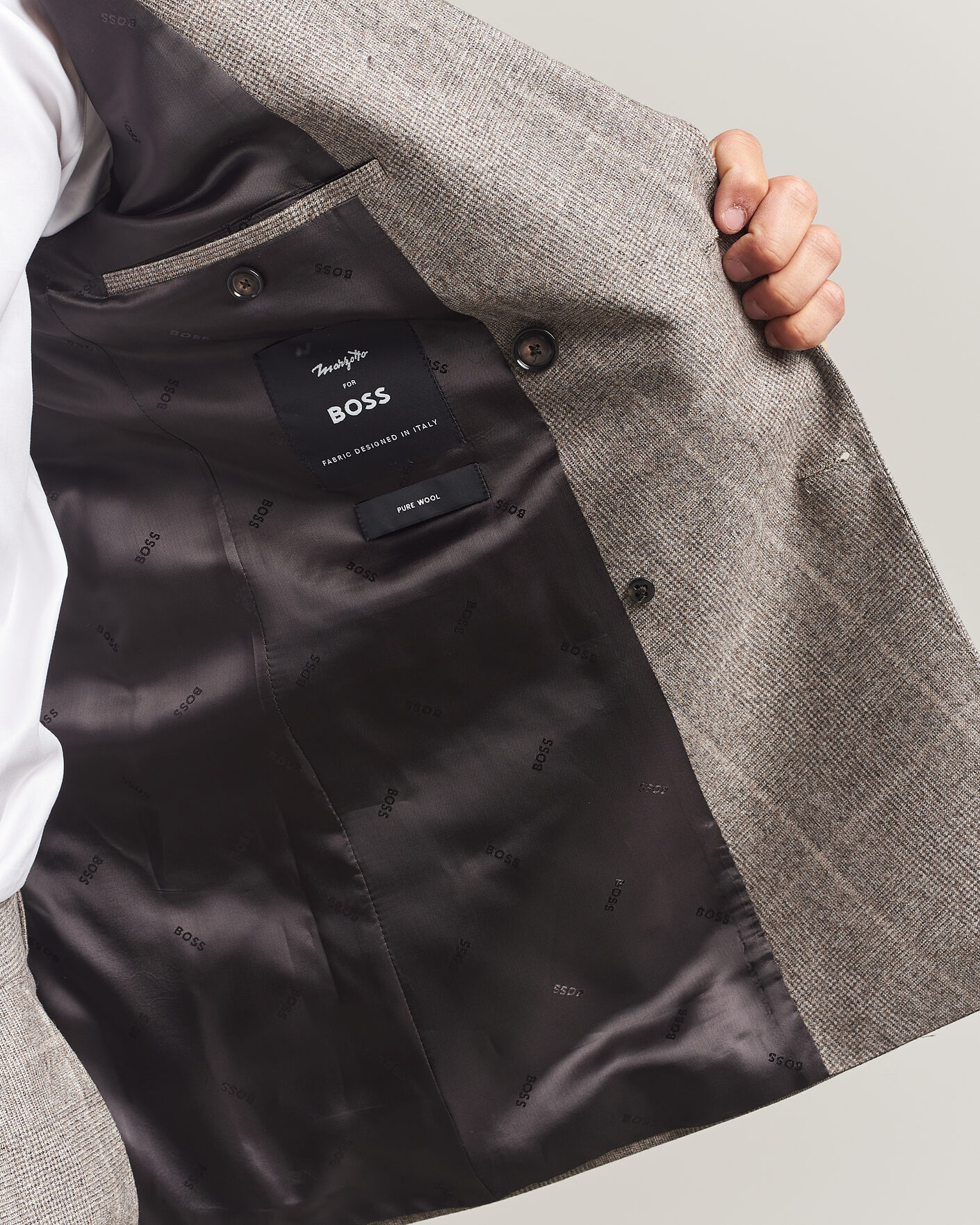 Men | Suits | BOSS BLACK | Huge Wool Checked Double Breasted Suit Open Brown