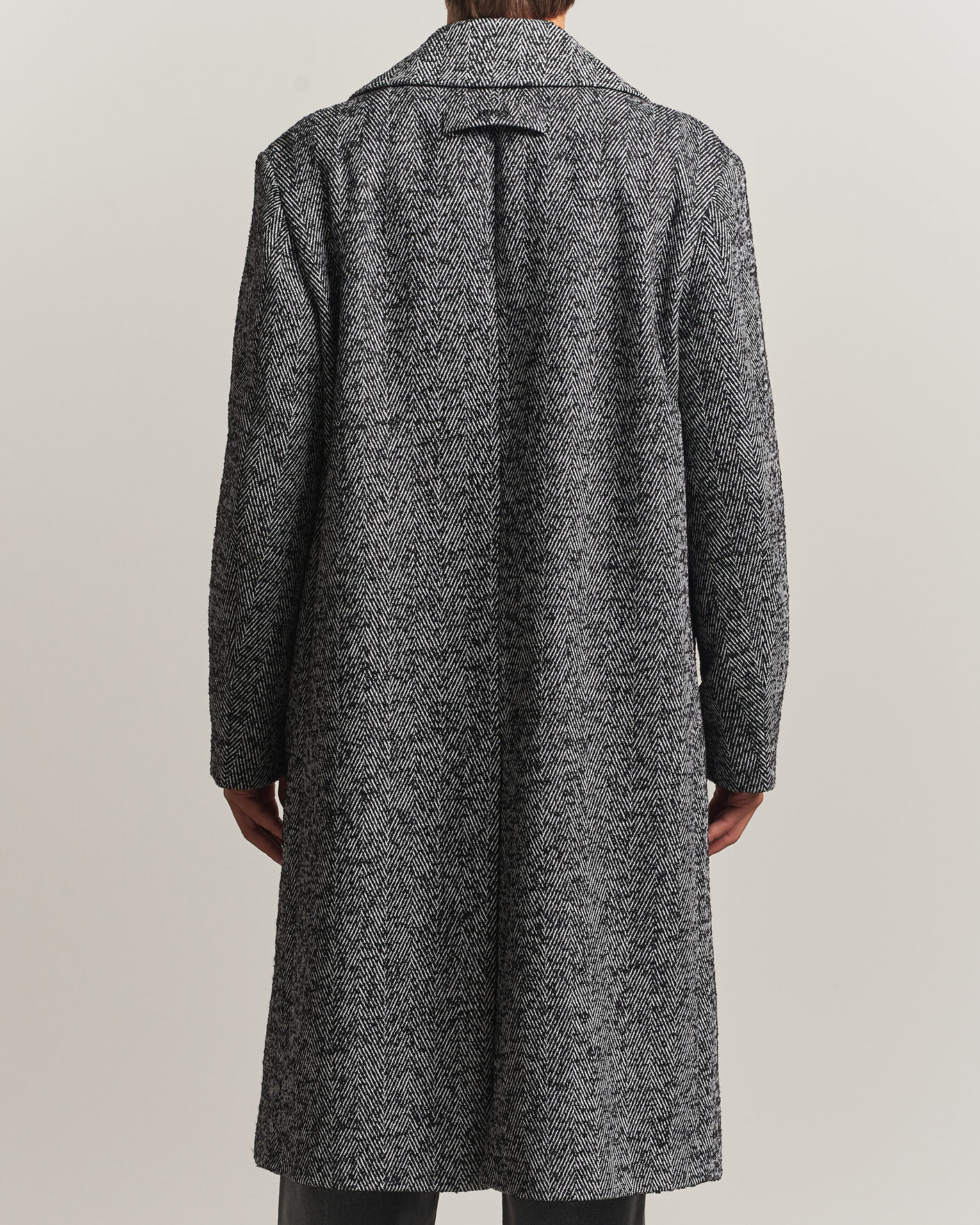 Men | Coats & Jackets | HUGO | Milas Herringbone Double Breasted Coat Dark Grey