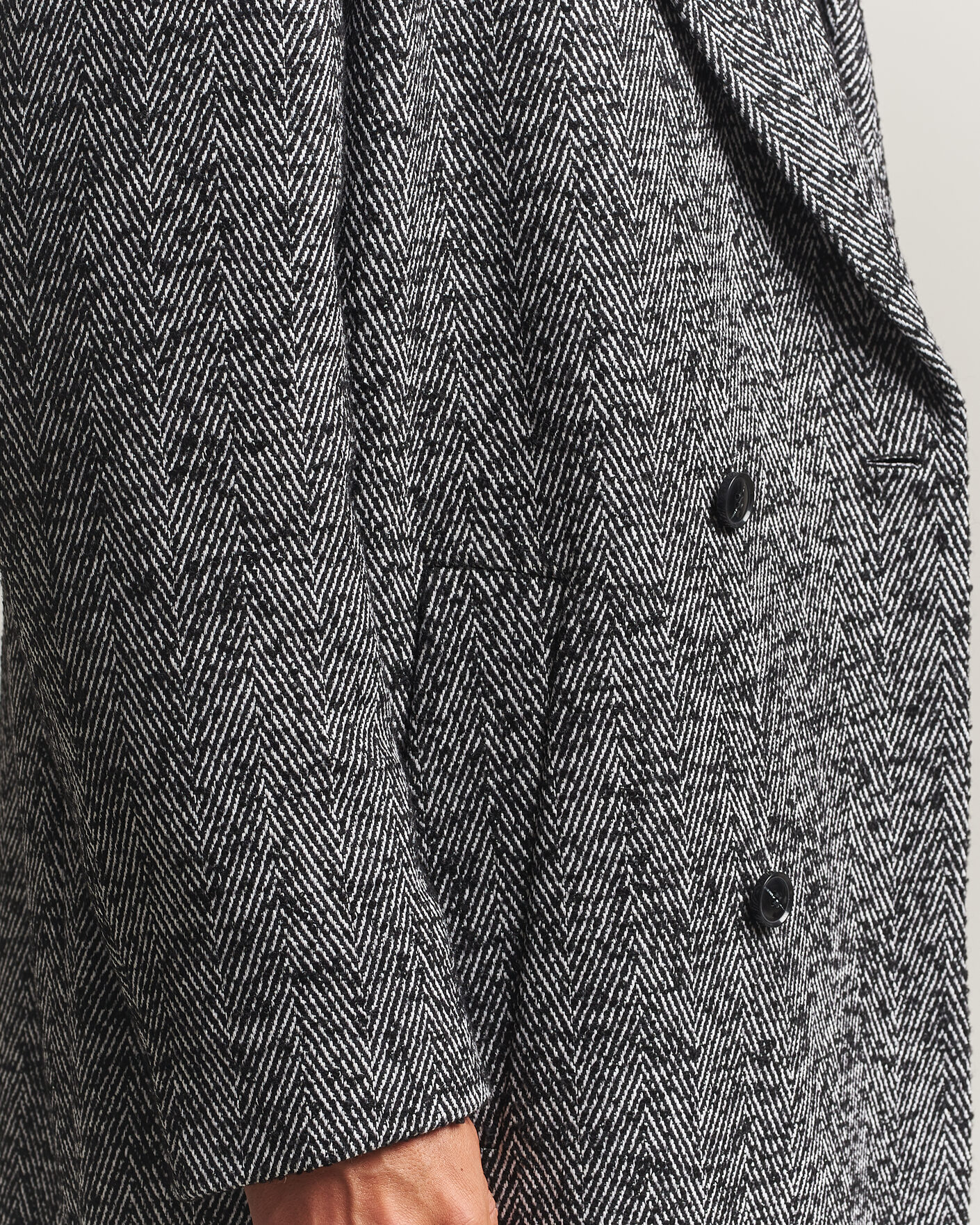 Men | Coats & Jackets | HUGO | Milas Herringbone Double Breasted Coat Dark Grey