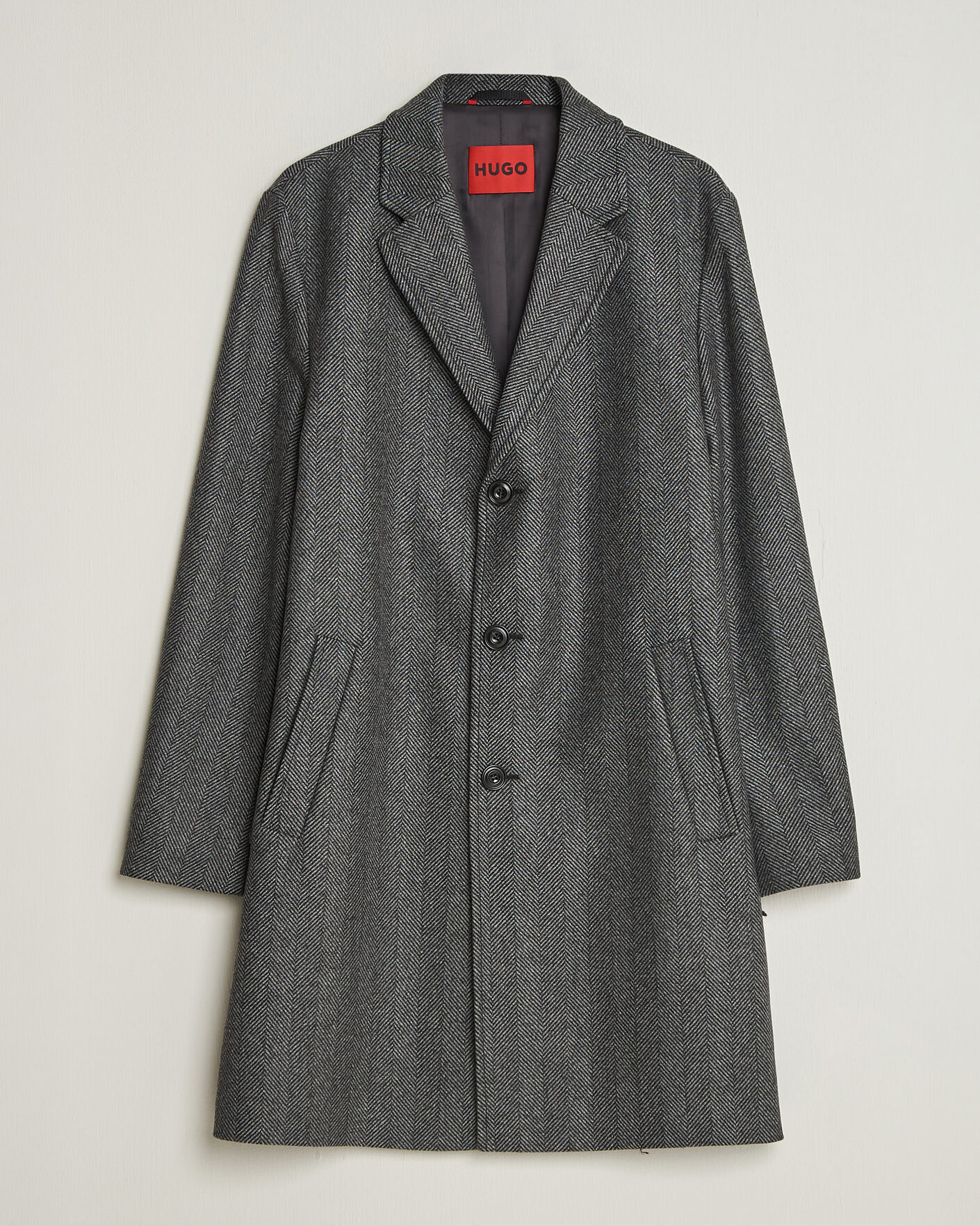 Men | Coats & Jackets | HUGO | Malte Herringbone Coat Dark Grey