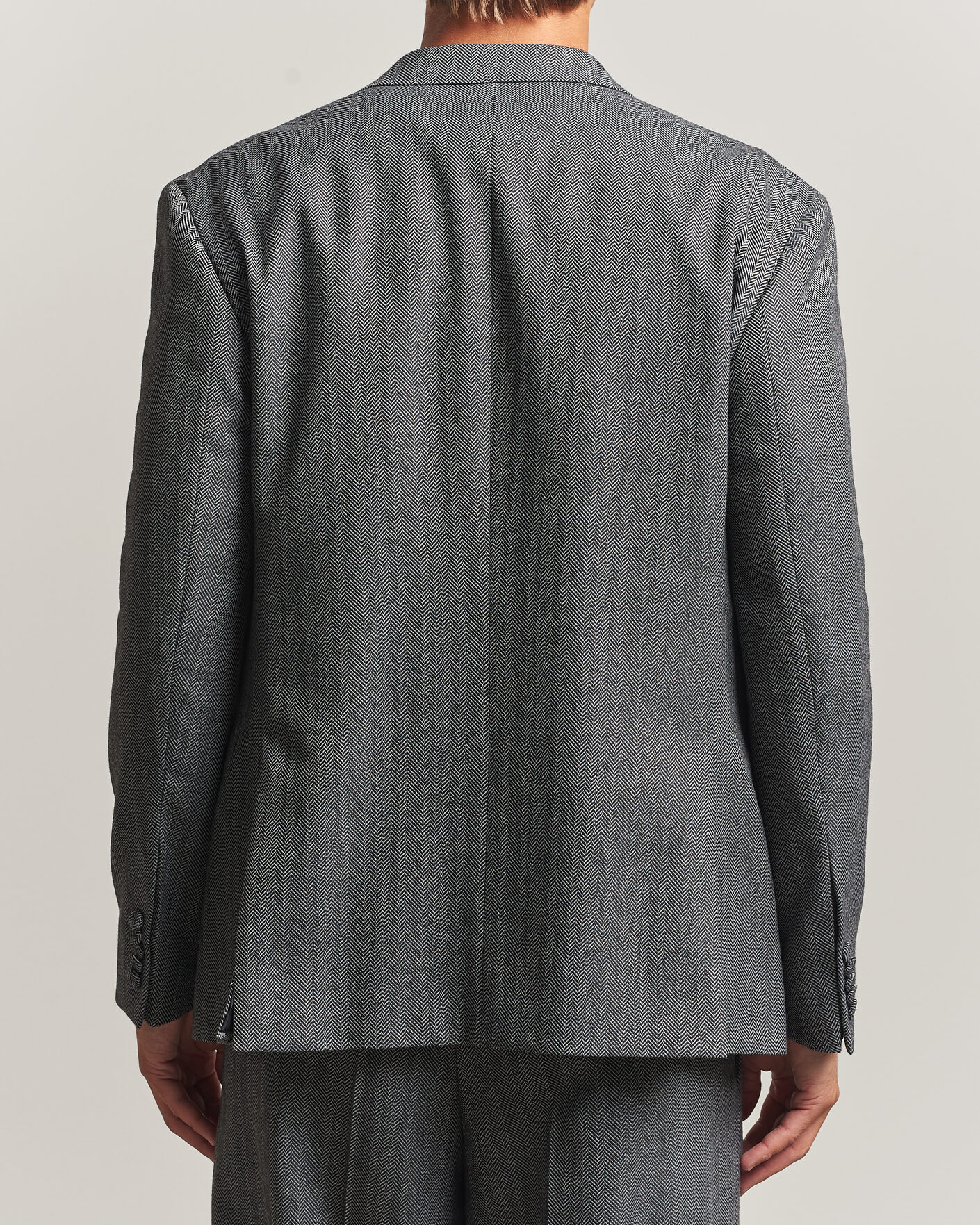 Men | Blazers | HUGO | Karlo Herringbone Double Breasted Blazer Dark Grey