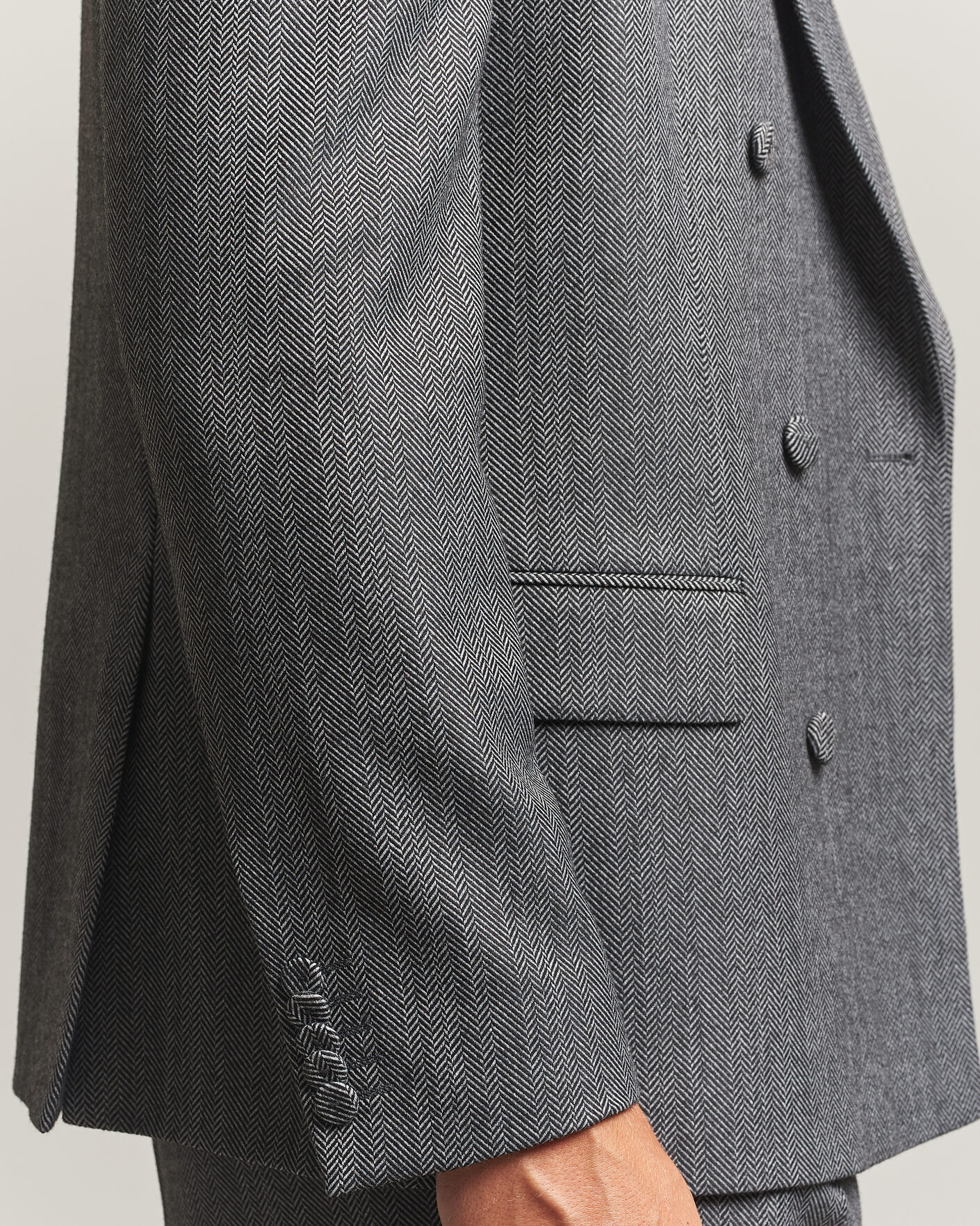 Men | Blazers | HUGO | Karlo Herringbone Double Breasted Blazer Dark Grey