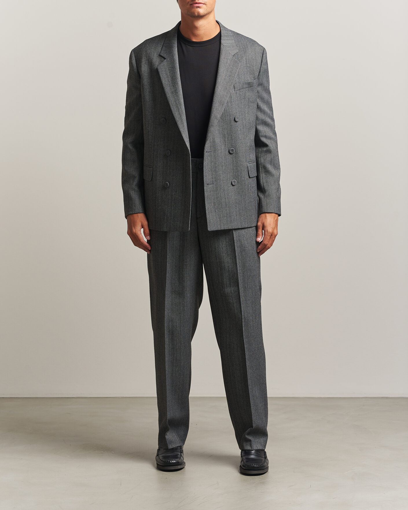 Men | Trousers | HUGO | Flips Herringbone Suit Trousers Dark Grey