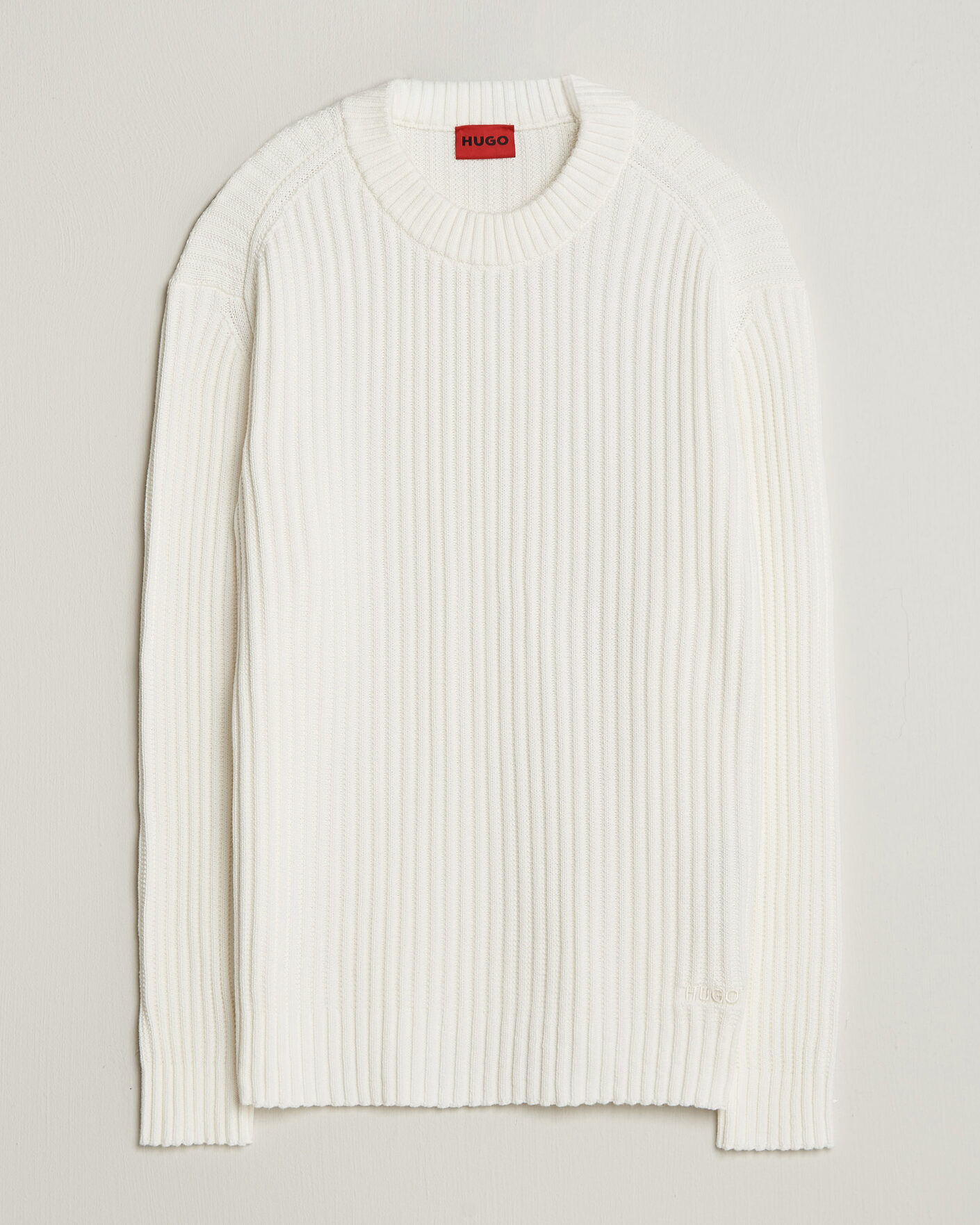 Men | Sweaters & Knitwear | HUGO | Sribban Cotton Knitted Sweater Natural