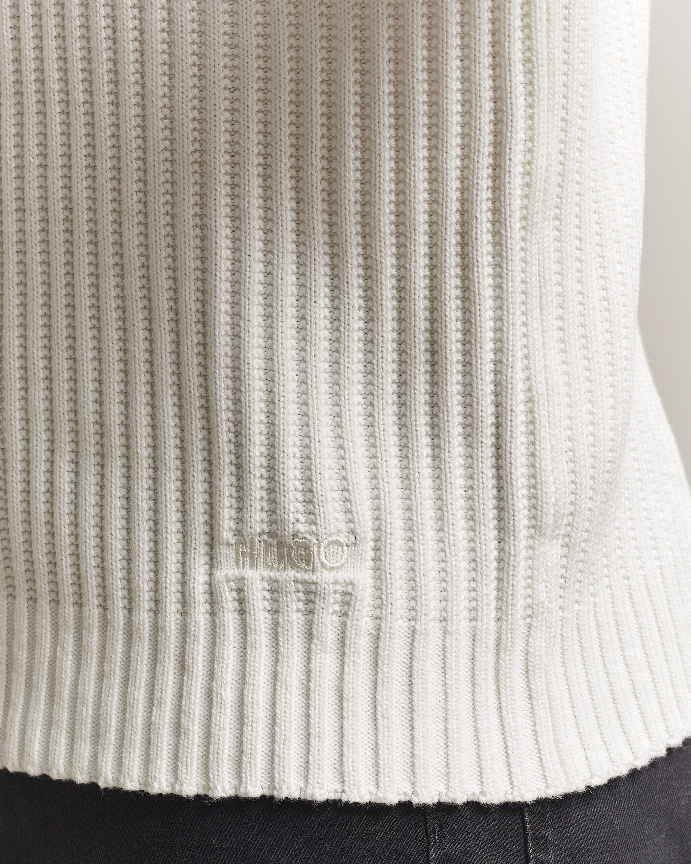 Men | Sweaters & Knitwear | HUGO | Sribban Cotton Knitted Sweater Natural