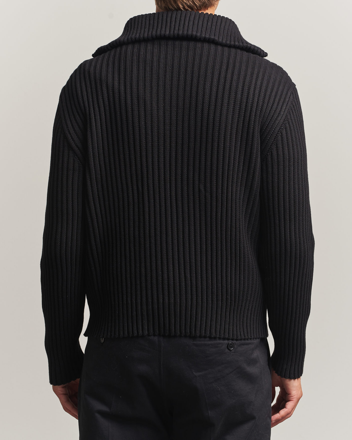 Men | Sweaters & Knitwear | HUGO | Srtithon Cotton Knitted Half Zip Black